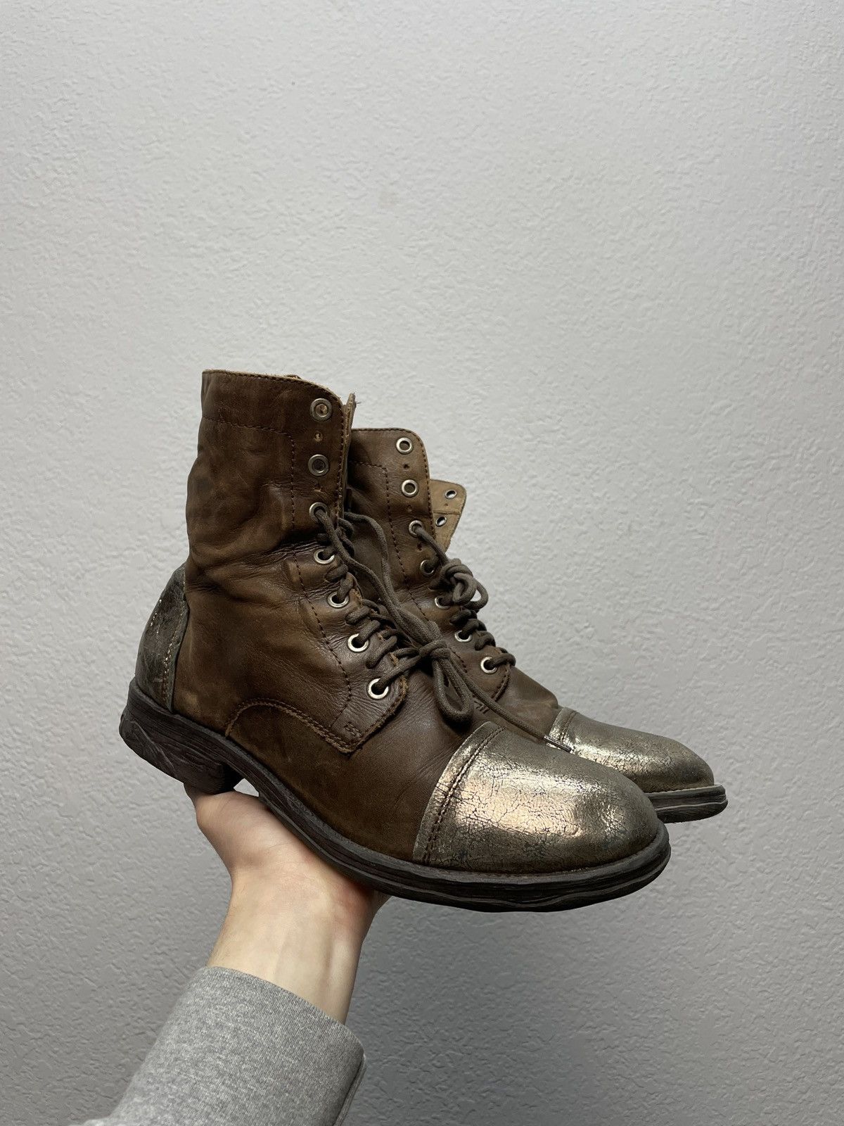 If Six Was Nine Vintage Italian AS 98 Rick Owens Style Leather Biker Boots Size US 8.5 / EU 41-42 - 1 Thumbnail