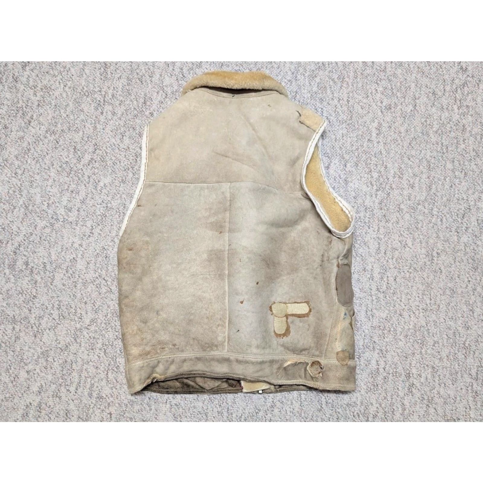 Vintage VINTAGE shearling leather M bomber WWII military TRADING POST vest rrl SHEARLING leather M vest Mens brown tan 42 in 90s style Size US M / EU 48-50 / 2 - 2 Thumbnail