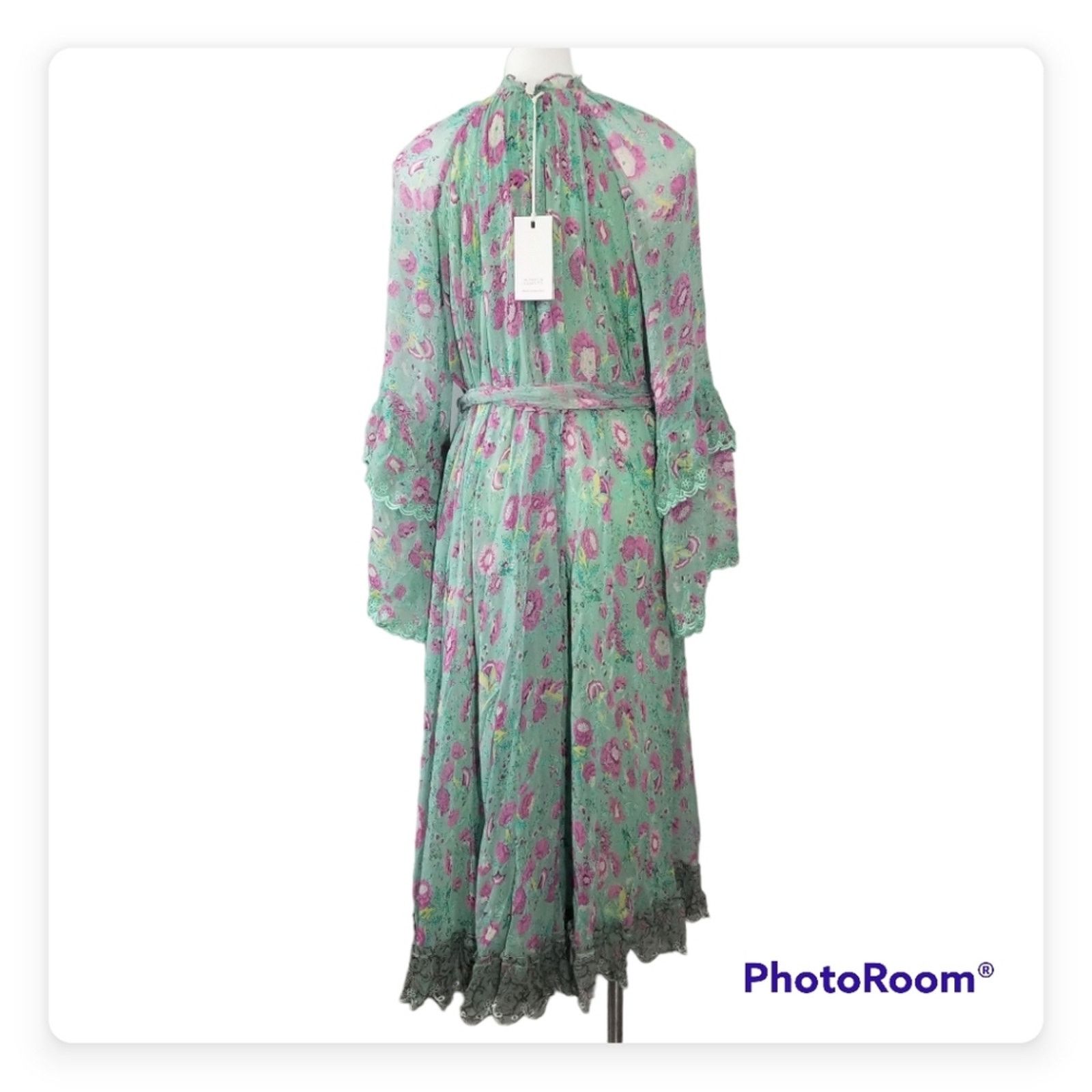 Hemant & Nandita NWT Hemant & Nandita Hera Long Green Floral Dress Size M / US 6-8 / IT 42-44 - 5 Thumbnail