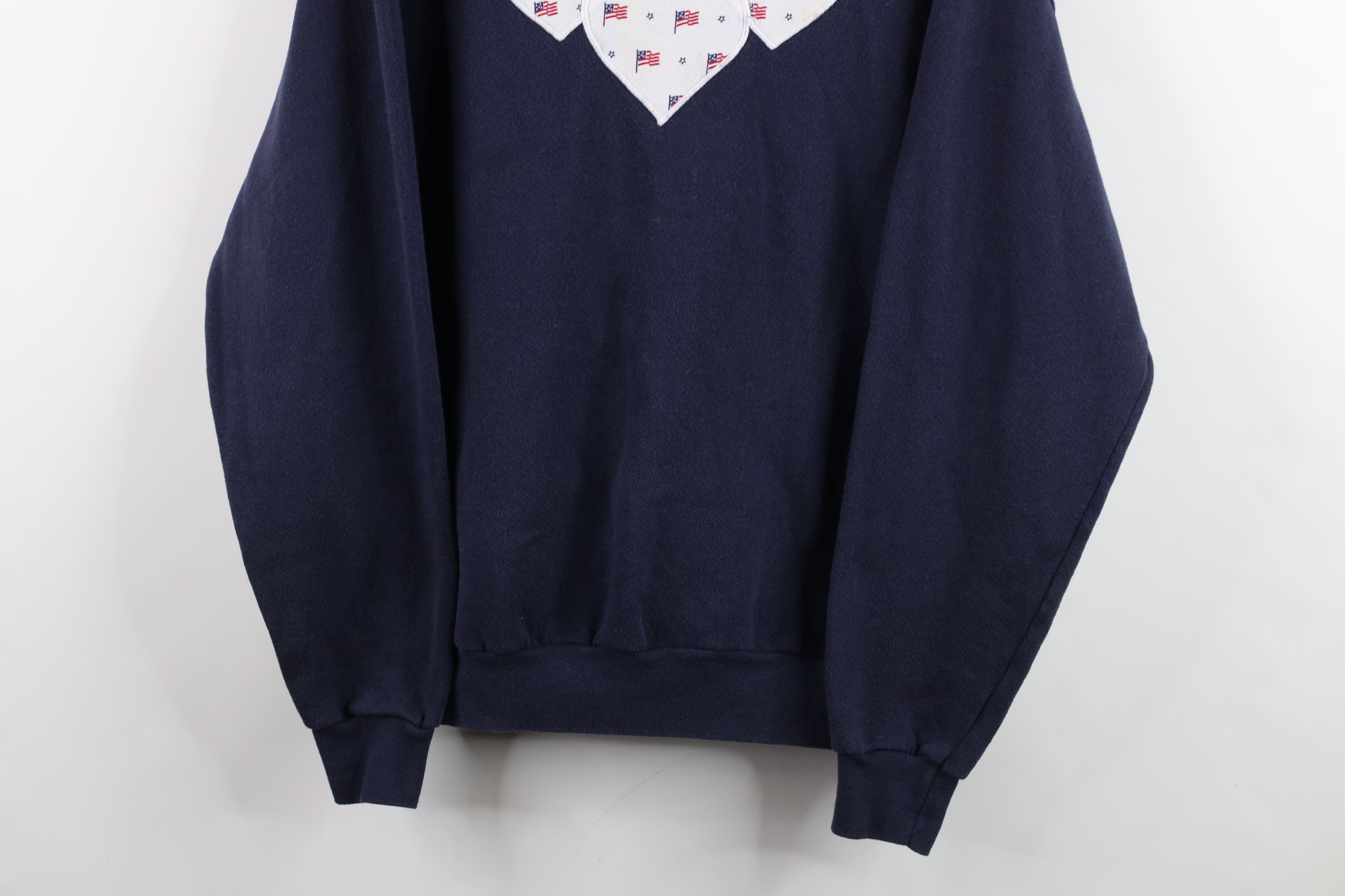 Vintage Vintage 90s Streetwear Patch Heart American Flag Sweatshirt Size M / US 6-8 / IT 42-44 - 3 Thumbnail