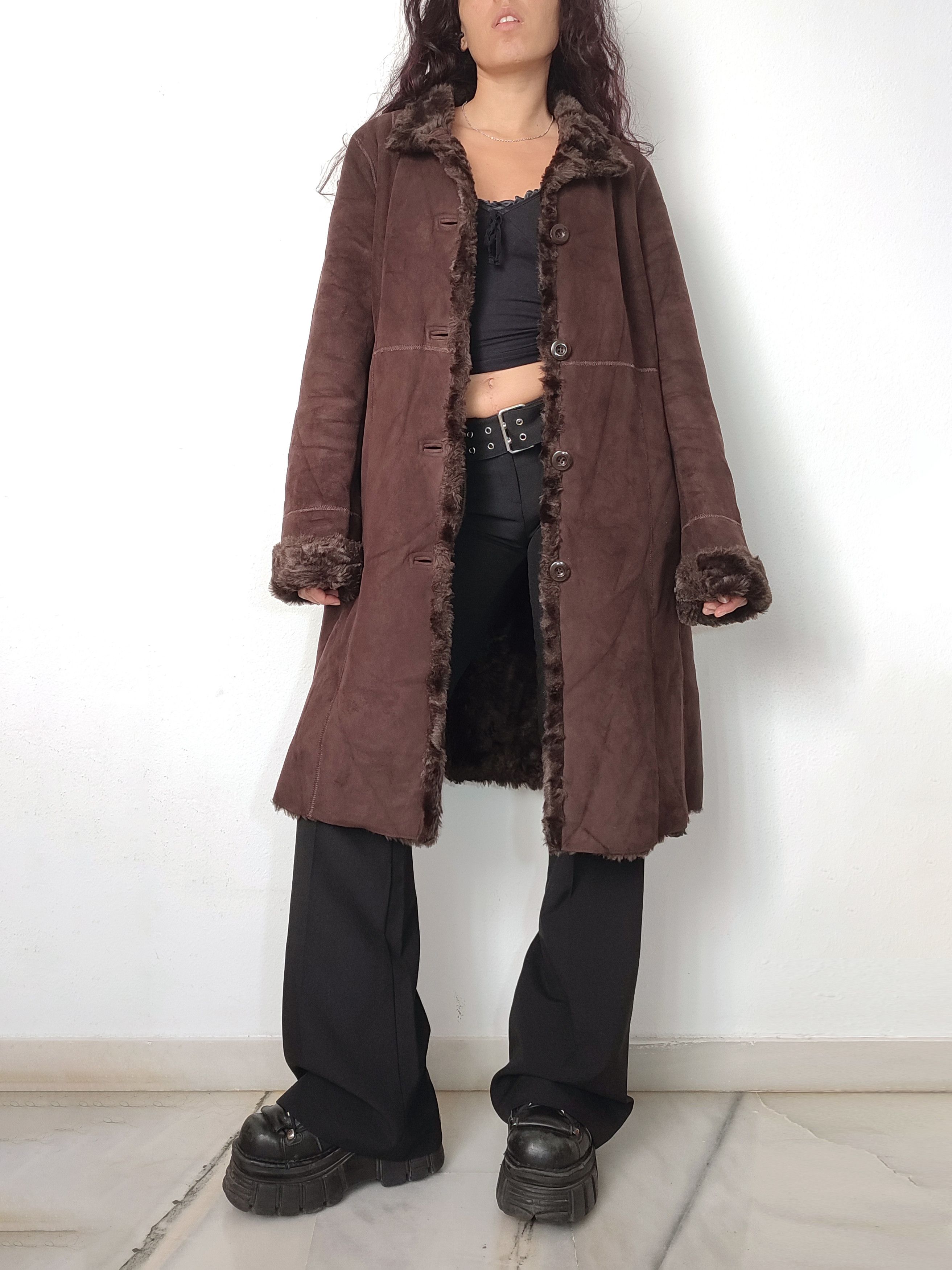 Vintage Y2k Vintage Faux Suede Penny Lane Coat in Brown Size XL / US 12-14 / IT 48-50 - 1 Thumbnail
