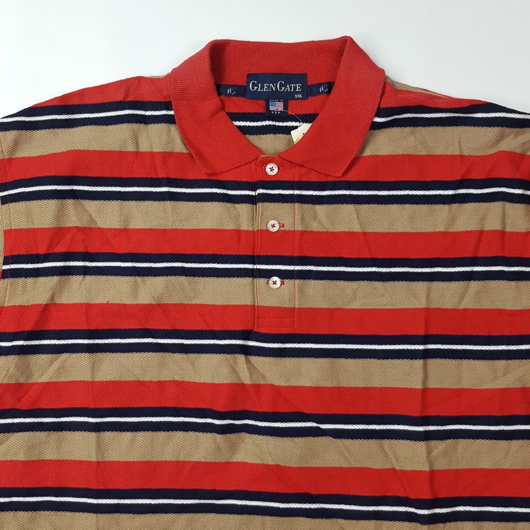 Vintage VINTAGE Glen Gate Polo Shirt Striped 2XL Red Short Sleeve Collared Casual Men’s Polo 90s Golf Grunge Retro Size US XXL / EU 58 / 5 - 2 Thumbnail