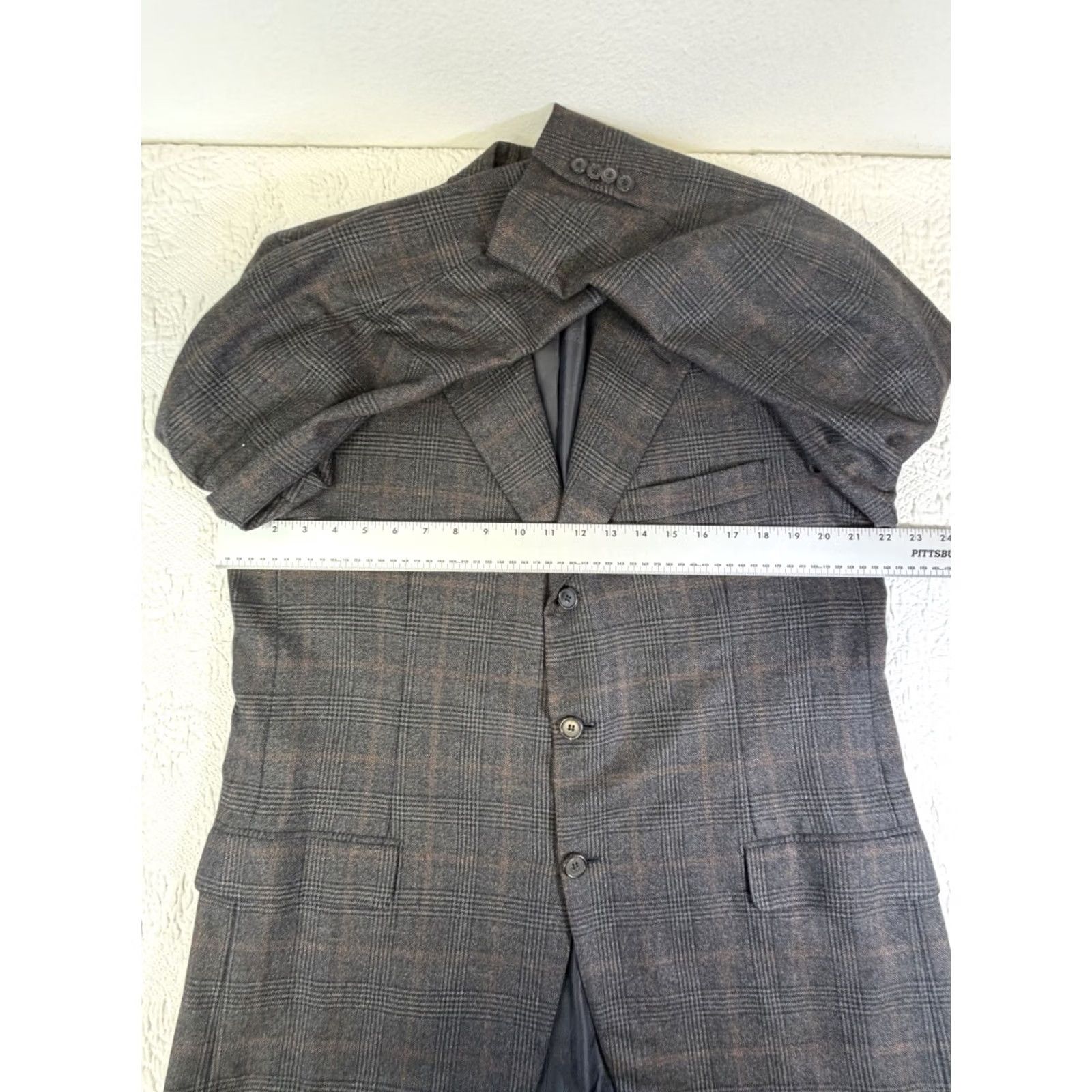 Brioni Brioni Sport Coat Blazer Grey 100% Pure Cashmere Windowpane 44R Men Regular Notch Lapel Long Coat/Dress Shirt? Size 44R - 4 Thumbnail