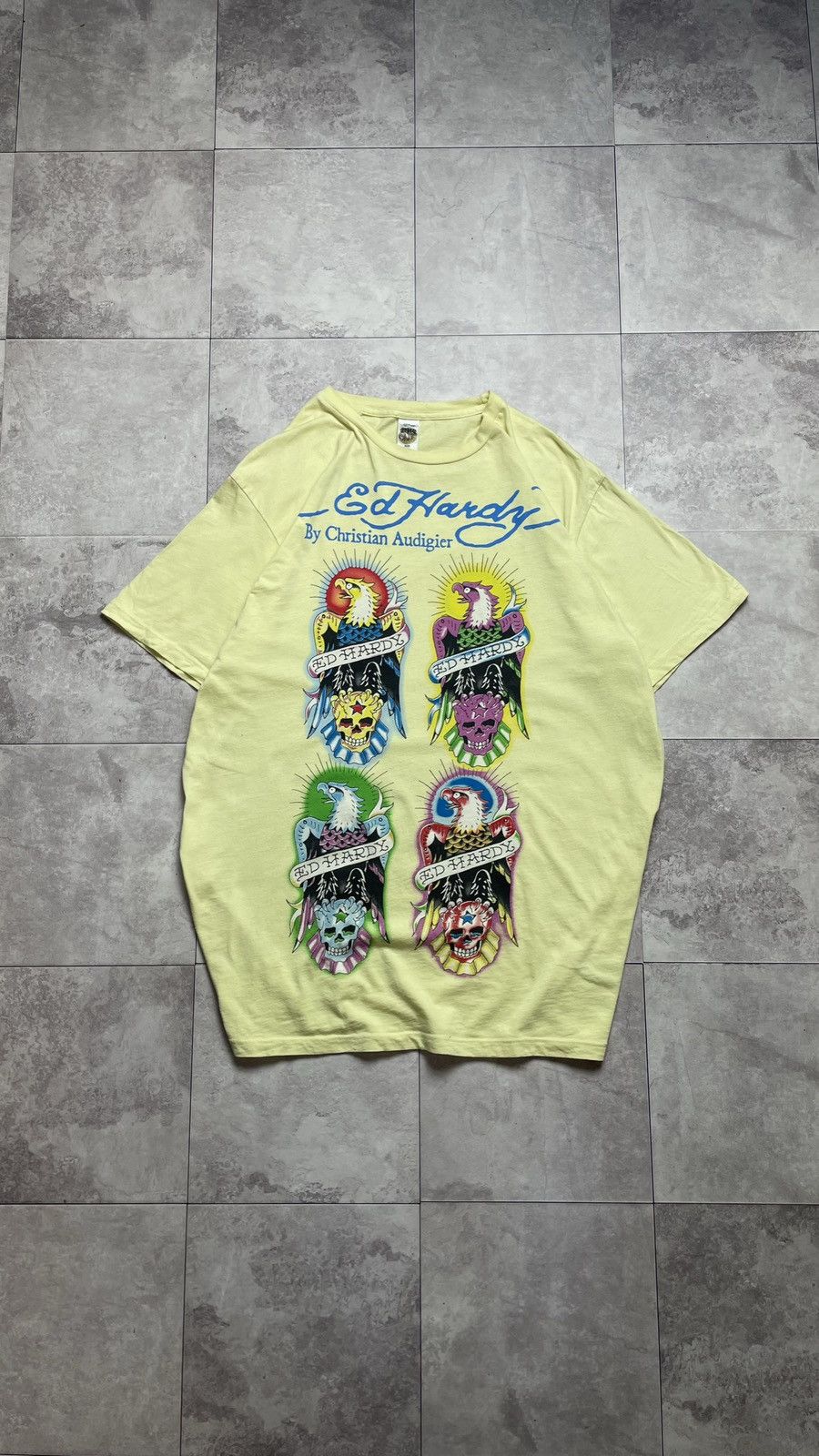 Ed Hardy Vintage Ed Hardy By Christian Audigier Yellow Y2K T-Shirt Size US XL / EU 56 / 4 - 1 Thumbnail