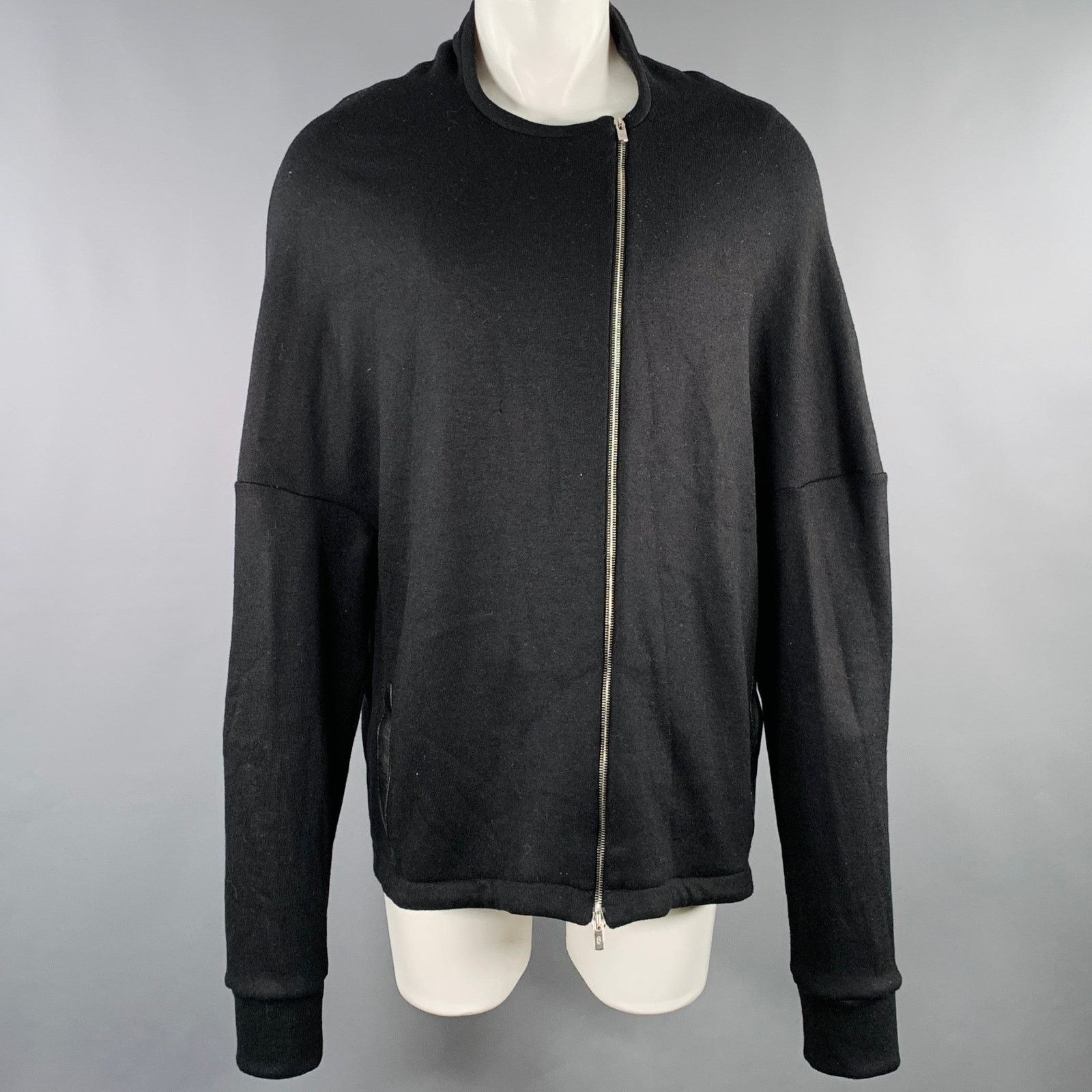 Thamanyah S Black Double Face Wool Cotton Blend Collarless Jacket Size US S / EU 44-46 / 1 - 1 Thumbnail