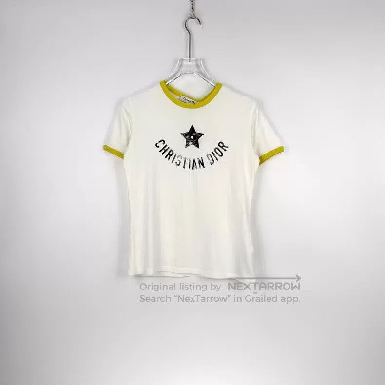 Dior Dior White yellow-bordered five-pointed star short sleeves Size S / US 4 / IT 40 - 3 Thumbnail
