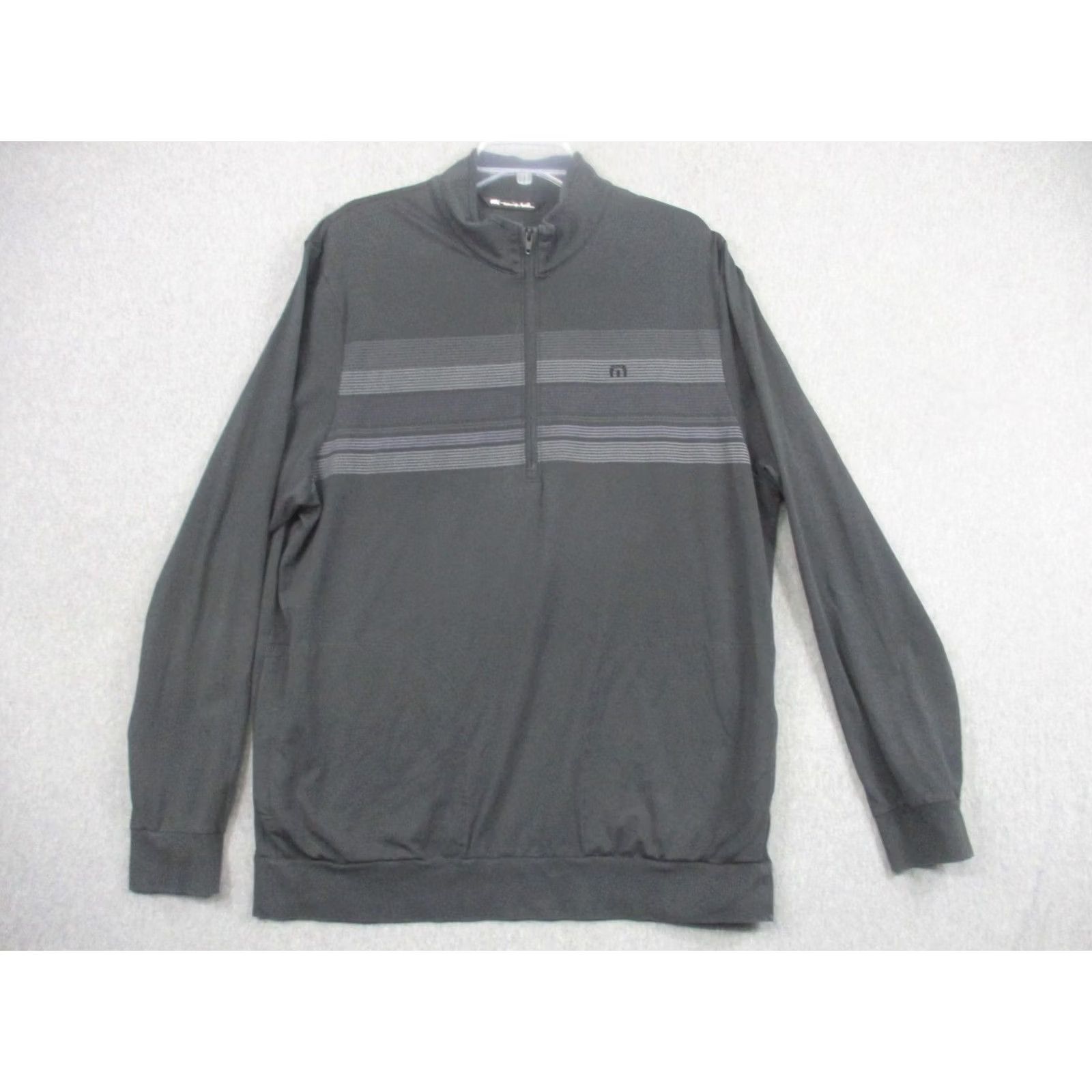 TravisMathew Travis Mathew Pullover Mens XL Gray Striped 1/4 Zip Golf Sweatshirt Mock Neck Size US XL / EU 56 / 4 - 2 Thumbnail