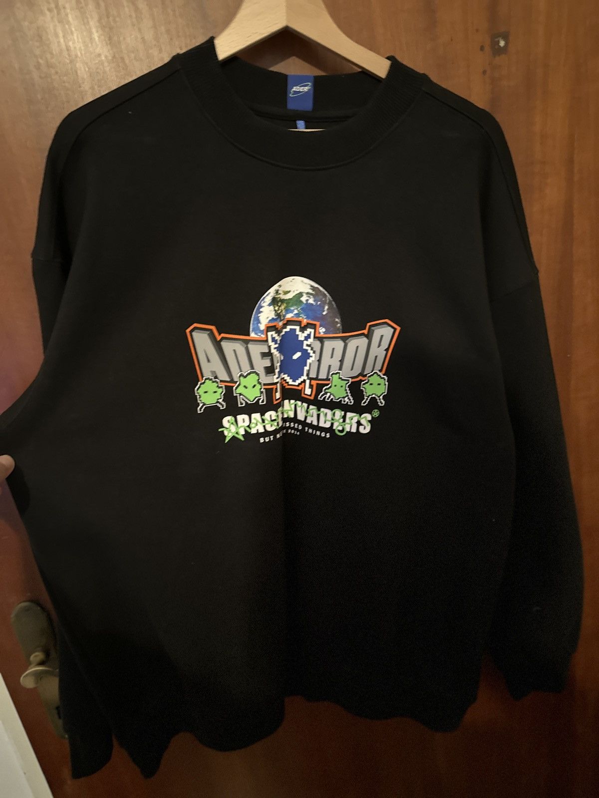 image of Ader Error Space Invaders Sweatshirt in Black, Men's (Size Medium)