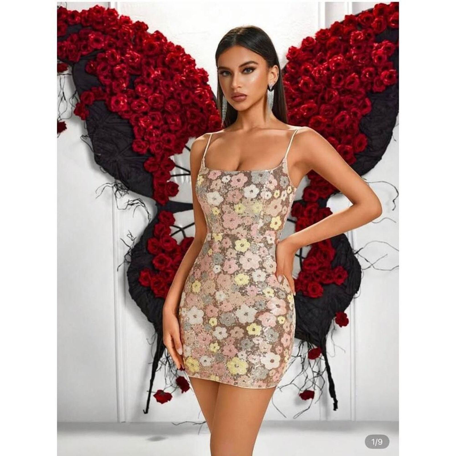 Other New rose gold bodycon floral party glam Sequin dress size S Size S / US 4 / IT 40 - 1 Thumbnail