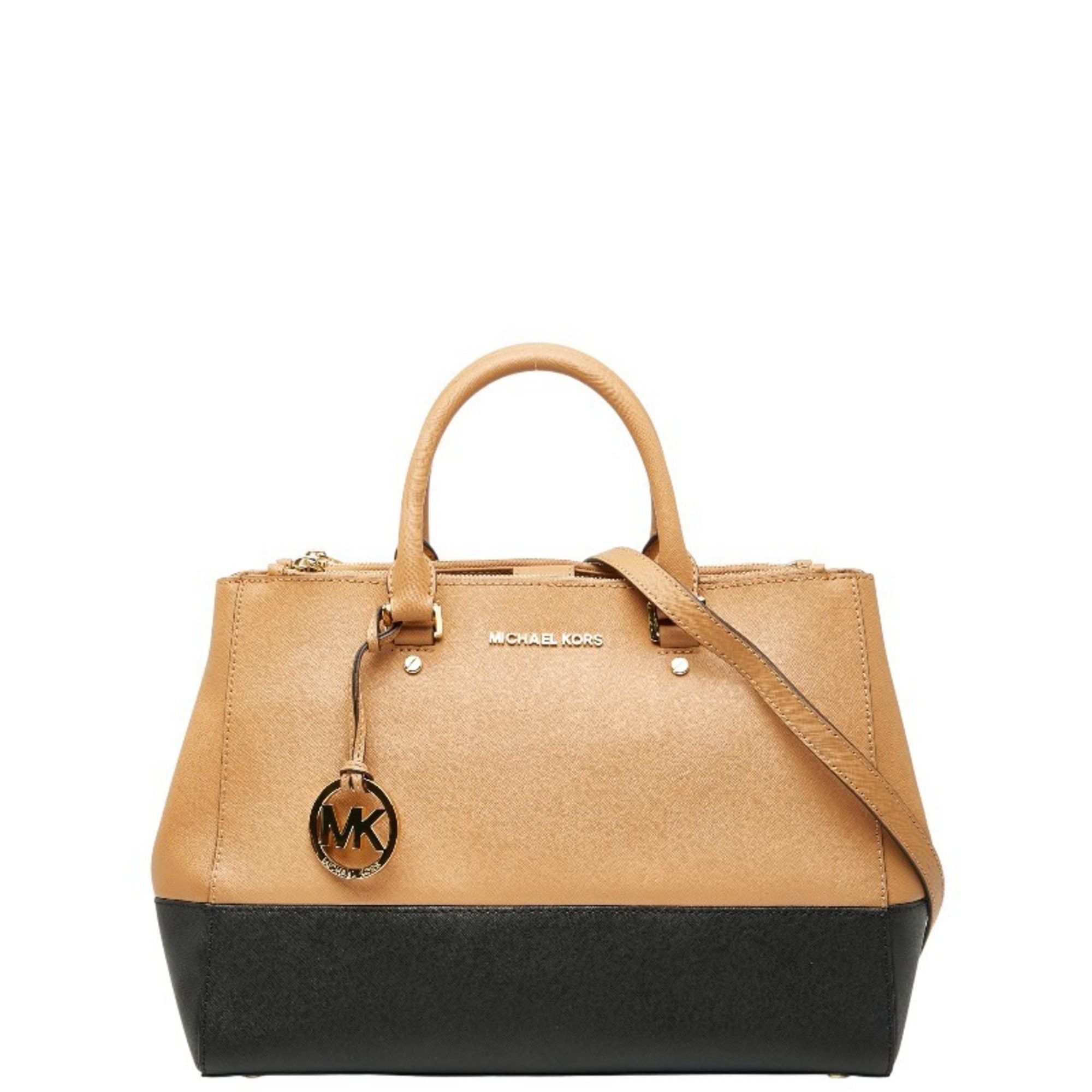 Michael Kors Michael Kors Sutton Medium Tote/Shoulder Bag, 2-Way, Beige/Black Leather, Women's Size ONE SIZE - 1 Thumbnail