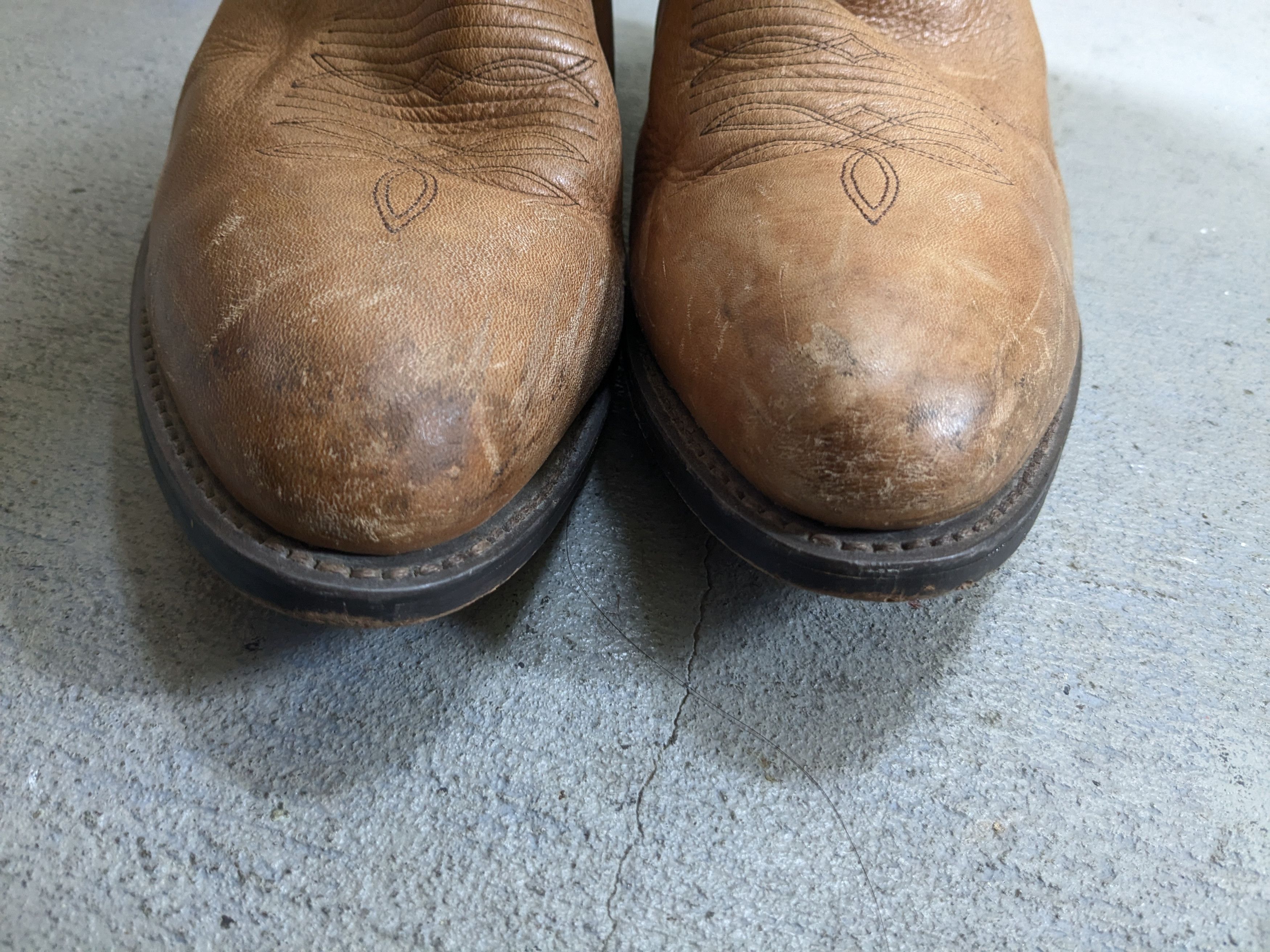 Genuine Leather Cowboy Boots 11 Wide Tan Brown Leather Western Size US 11 / EU 44 - 2 Thumbnail