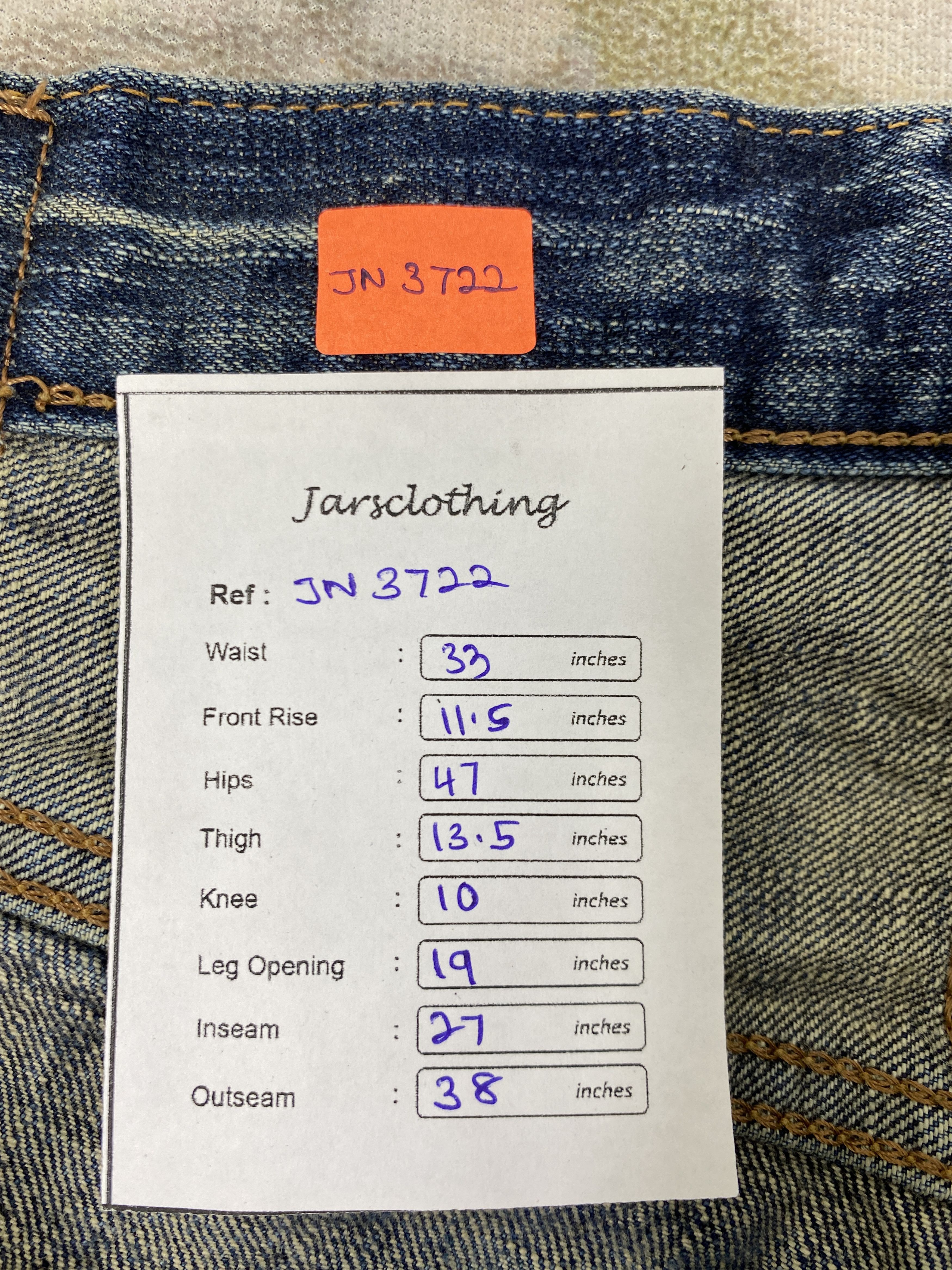 Edwin 33x27 Selvedge Distressed Vintage Edwin Jeans Denim- JN3722 Size US 33 - 8 Thumbnail