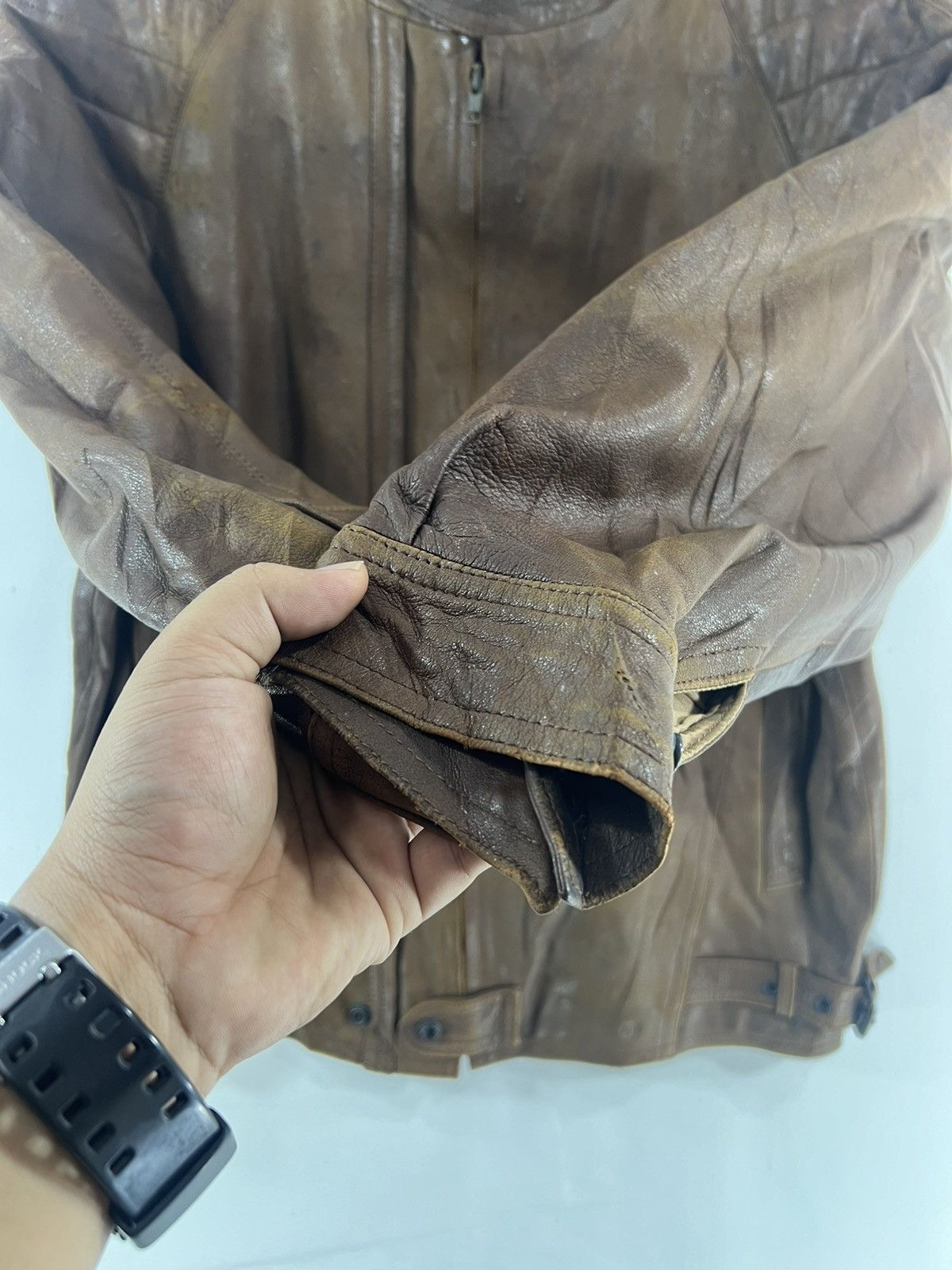 Genuine Leather × Vintage Vintage Rare Design Leather Jacket Size US L / EU 52-54 / 3 - 6 Thumbnail