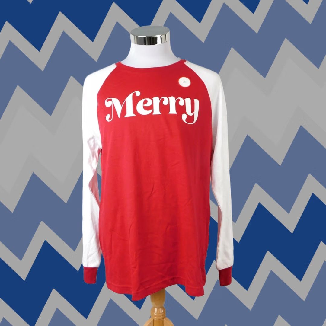 Vintage Family PJs Mens Merry Printed Christmas Pajama Top Red, Medium #7695 Size US M / EU 48-50 / 2 - 1 Thumbnail
