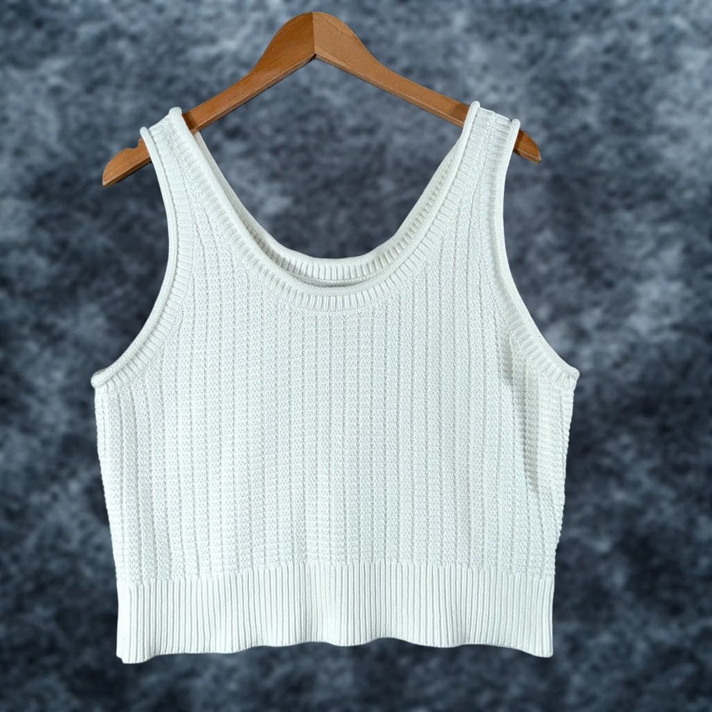 Quince Quince Sweater Tank Top Womens XL White 100% Organic Cotton Cropped Sleeveless Pullover Scoop Neck Size XL / US 12-14 / IT 48-50 - 1 Thumbnail