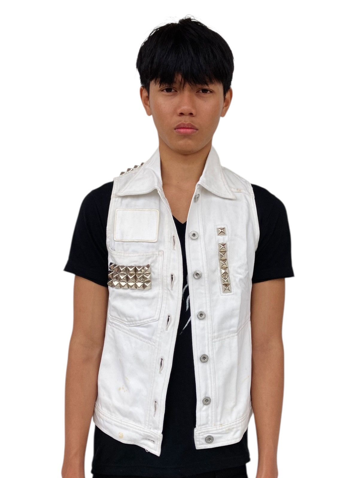 Hysteric Glamour 1990s Hysteric - White Spike Denim Vest Size M / US 6-8 / IT 42-44 - 3 Thumbnail