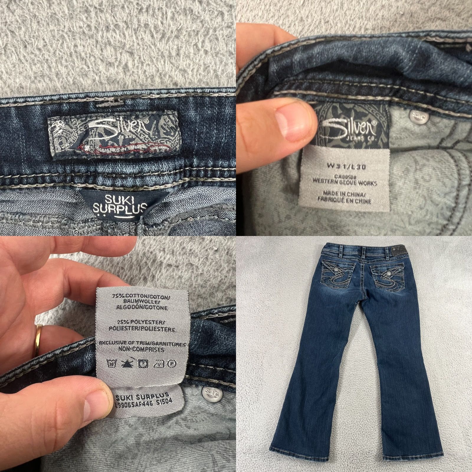 Silver Jeans Co. VINTAGE Silver Jeans Suki Surplus Bootcut Women’s Denim Pants Size 31/30 Blue Stretch Size 24" / US 00 / IT 34 - 8 Thumbnail