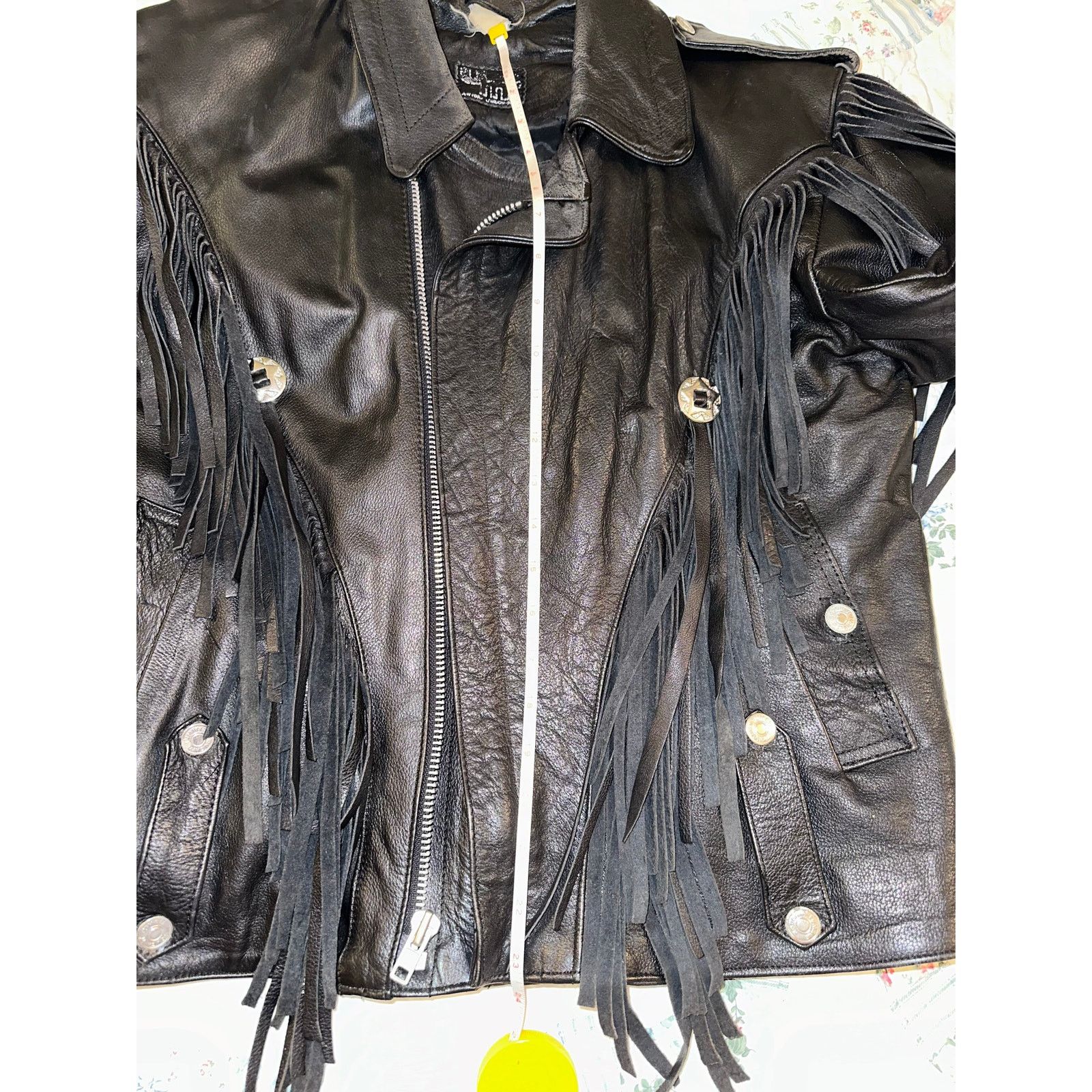 Vintage 80s HEAVY FRINGED LEATHER BIKER MOTO JACKET QUILTED LINING Size ONE SIZE - 7 Thumbnail