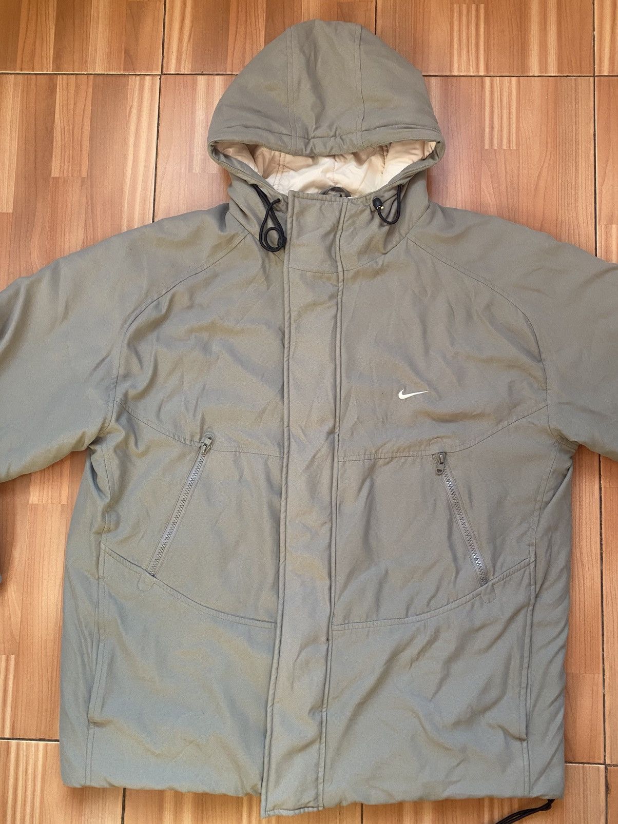 Nike Early 00's NIKE Classic Grey Mini Logo Puffer Jacket Size US L / EU 52-54 / 3 - 2 Thumbnail
