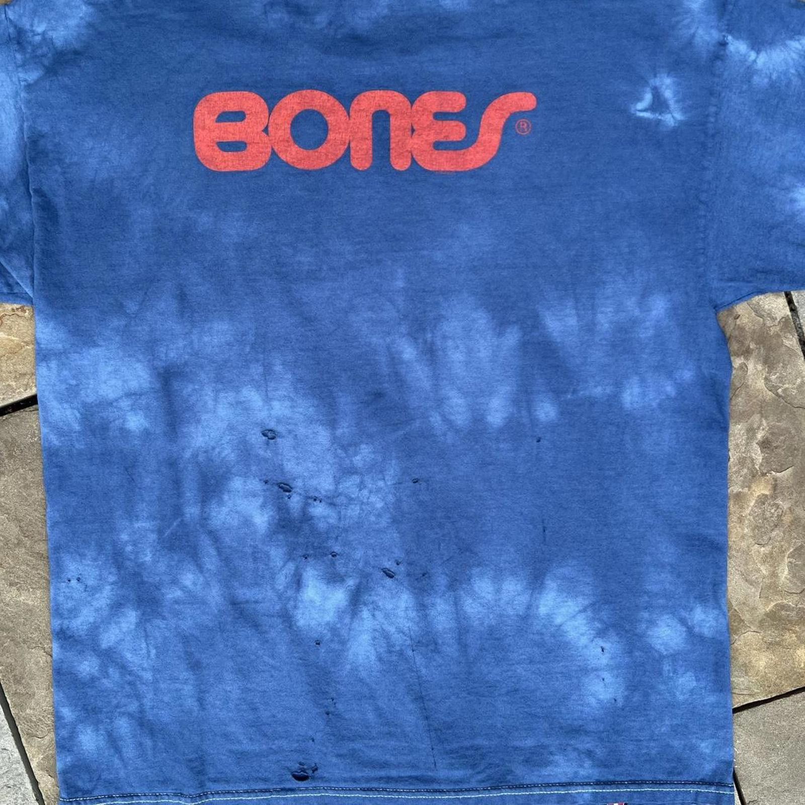 Bones Blue Distressed Tie Dye Bones Swiss Bearings Skate Tee Size US XL / EU 56 / 4 - 5 Thumbnail