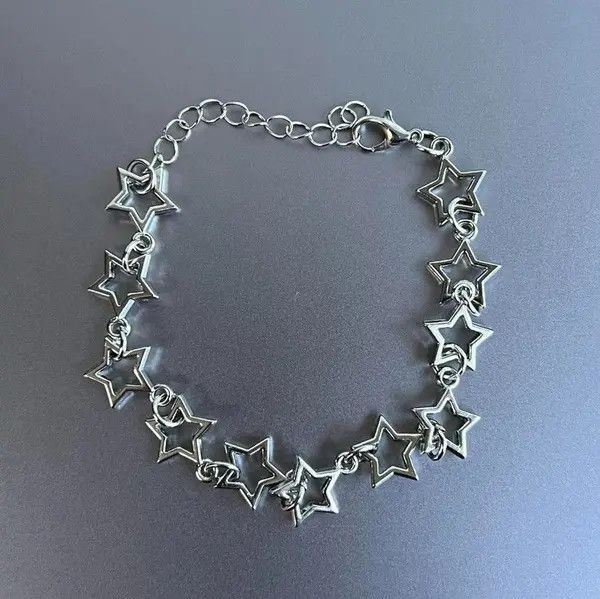 Jewelry y2k 2000s star stacked cute goth grunge silver bracelet Size ONE SIZE - 3 Thumbnail