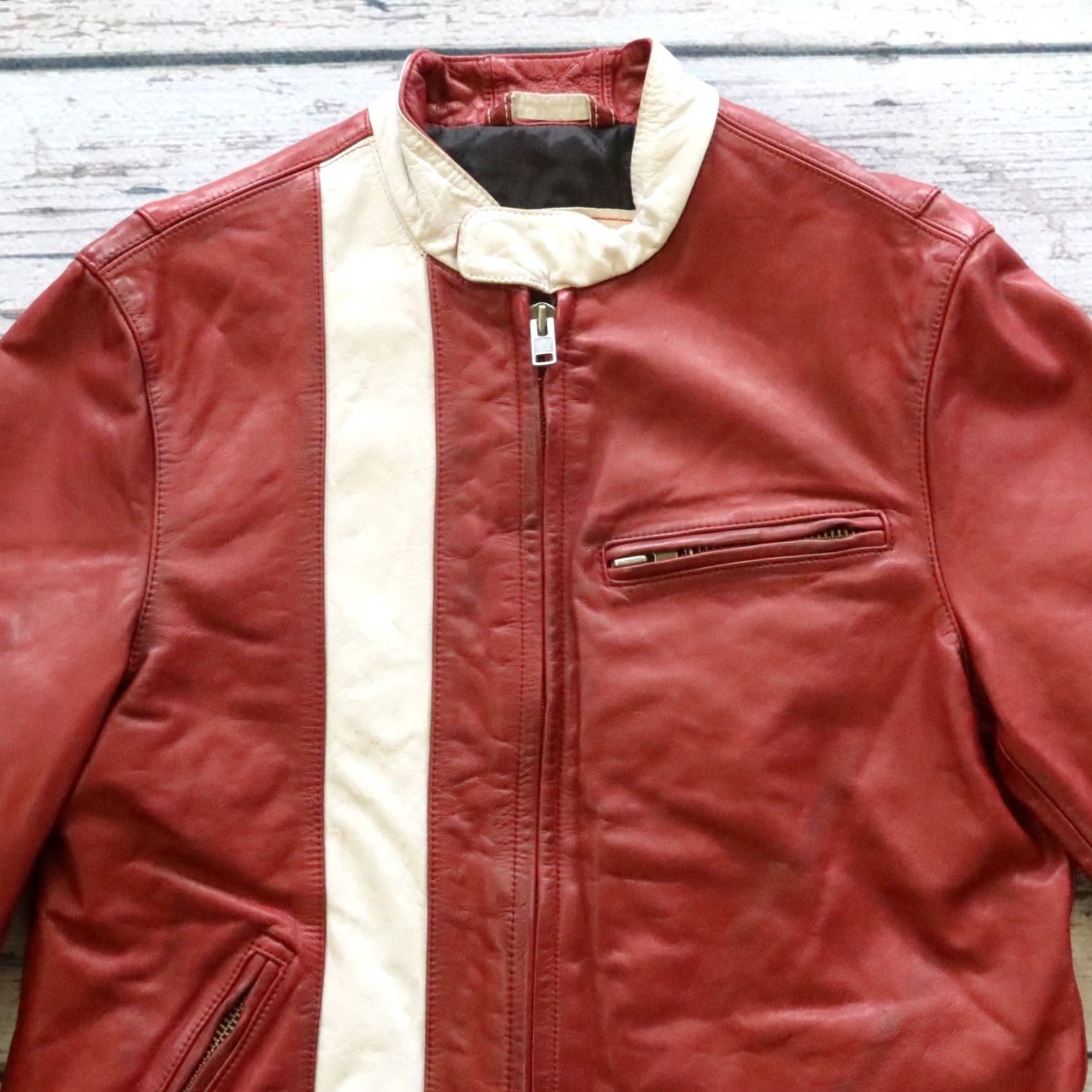 Gap Vintage Gap Jacket Size M RED Leather Cafe Racer Motorcycle Size US M / EU 48-50 / 2 - 2 Thumbnail