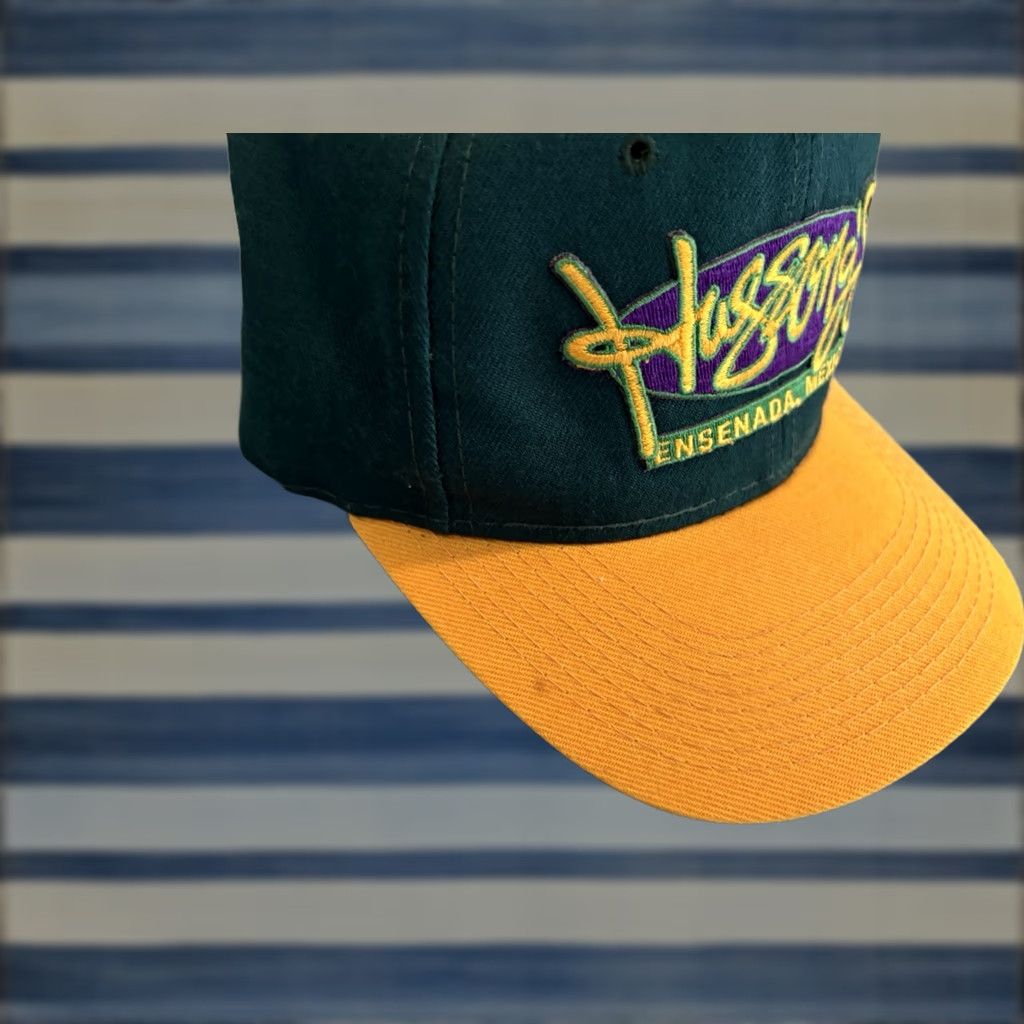Vintage VINTAGE Hussongs Cantina Ensenada Mexico Wool Snapback Hat Cap Green Yellow Cap Green 90s Mens One Size Adjustable Wool Polyester Hat Size ONE SIZE - 1 Thumbnail