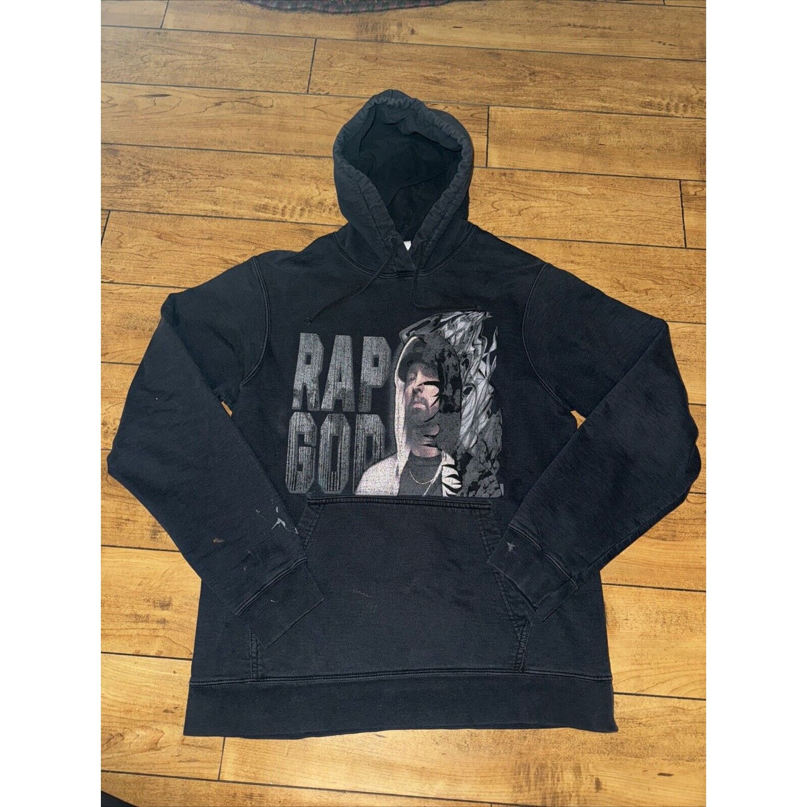 Eminem × Shady Ltd × Vintage Eminem Rap God Hoodie Sweatshirt Black Medium 19x26 Size US M / EU 48-50 / 2 - 1 Thumbnail