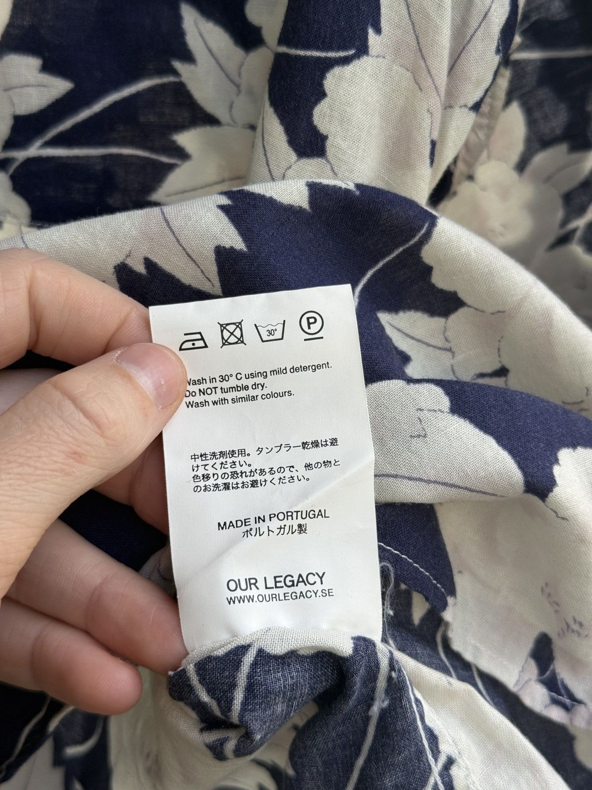 Our Legacy OUR LEGACY SS14 - Shirting Floral Shirt 1/3 Zip Blue Top, Size US M / EU 48-50 / 2 - 7 Thumbnail