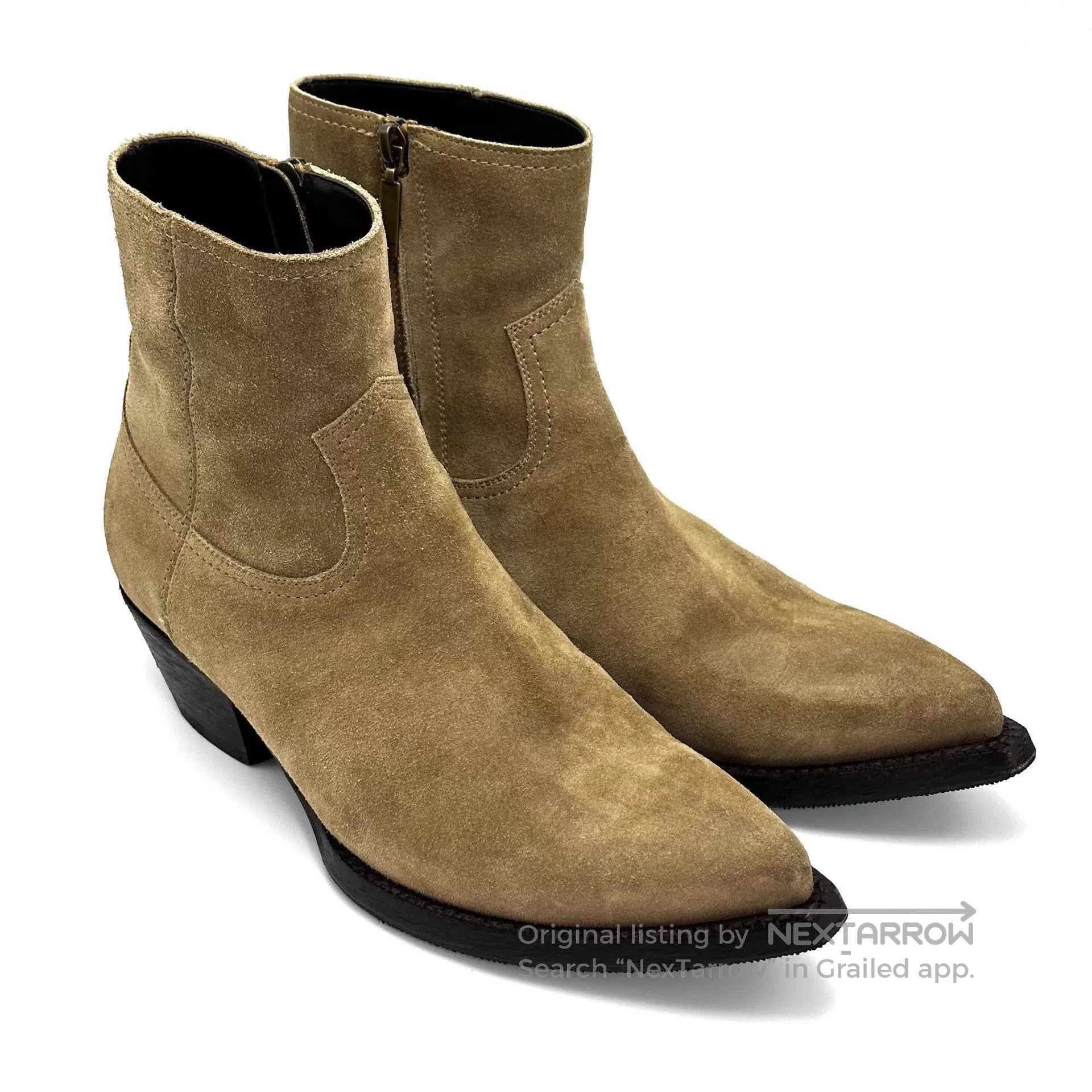 Yves Saint Laurent Beige Pointed-Toe Ankle Boots Size 9.5. Size US 9.5 / EU 42-43 - 1 Thumbnail