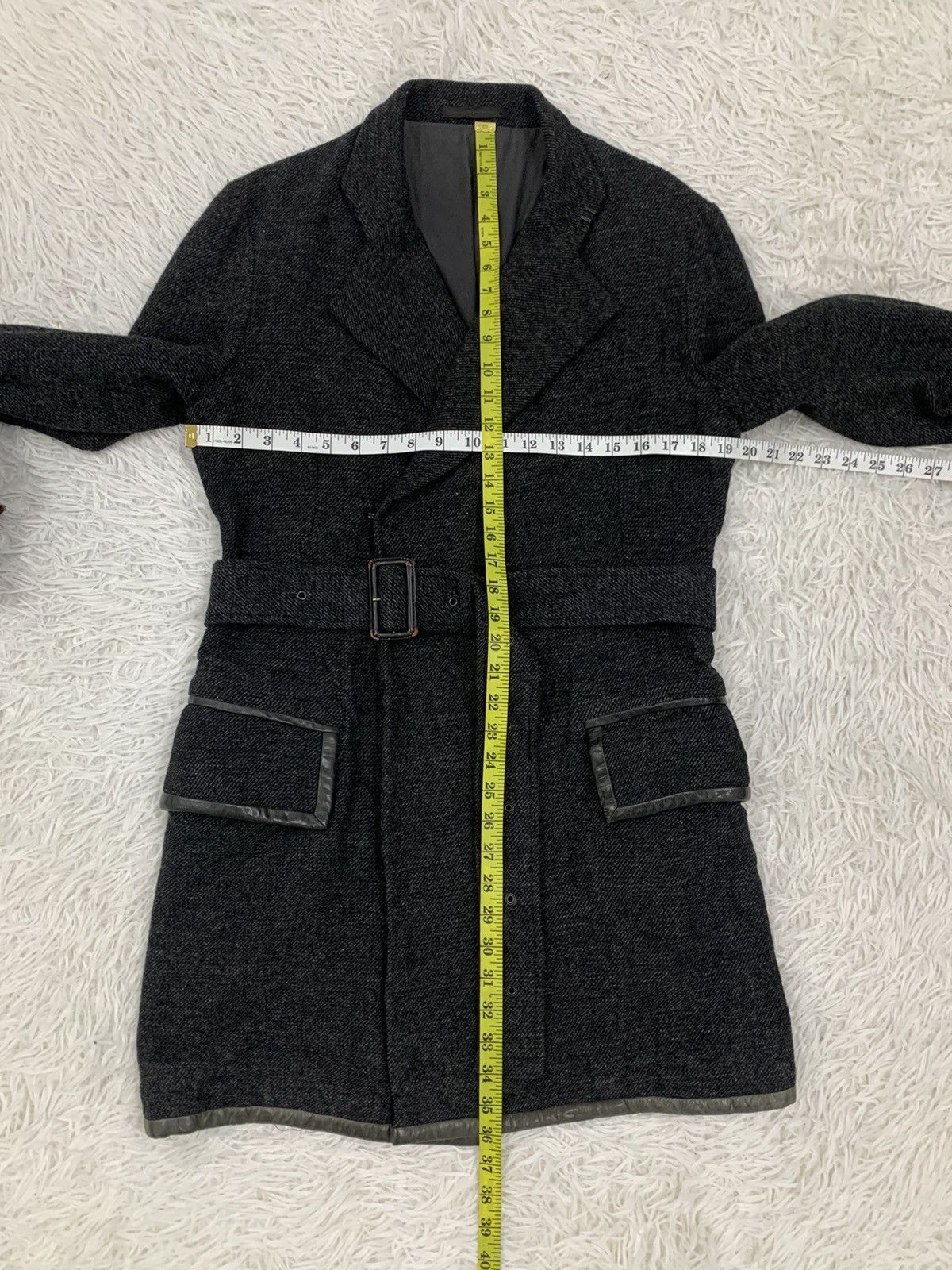 Yohji Yamamoto Vintage Y's by Yohji Yamamoto Gabardine Belted Wool Coat Size US M / EU 48-50 / 2 - 17 Thumbnail