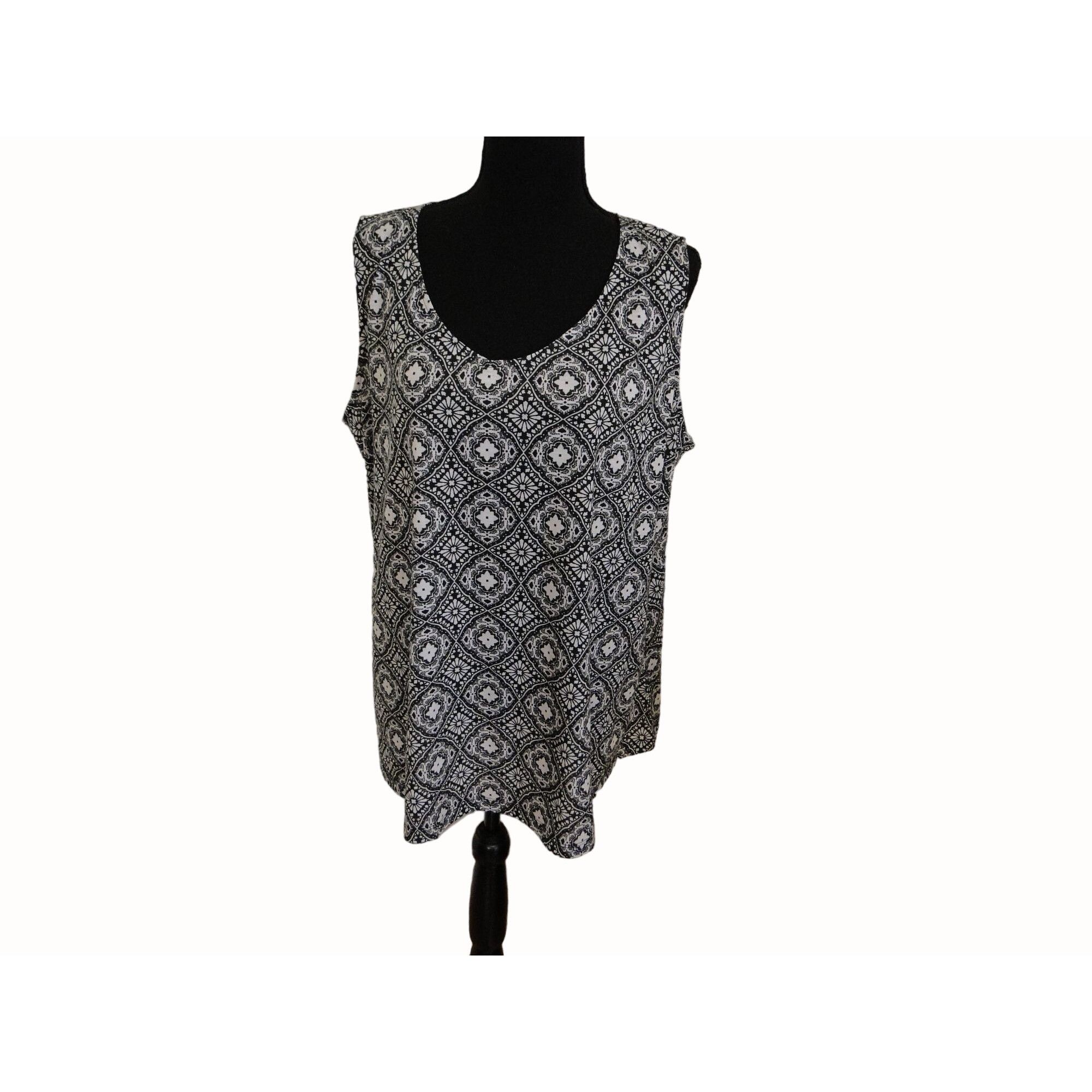 Other Catherines Tank Top Womens Petite 1X 18/20P Black White Geom Size XXL / US 16-18 / IT 52-54 - 2 Thumbnail
