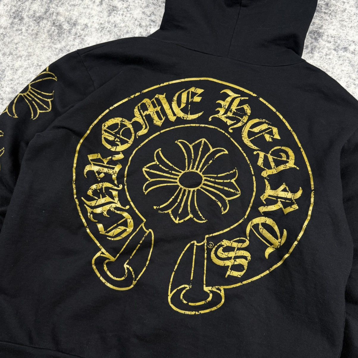 Chrome Hearts Chrome Hearts Vintage Gold Horseshoe Cross Black Zip Hoodie Size US XL / EU 56 / 4 - 8 Thumbnail