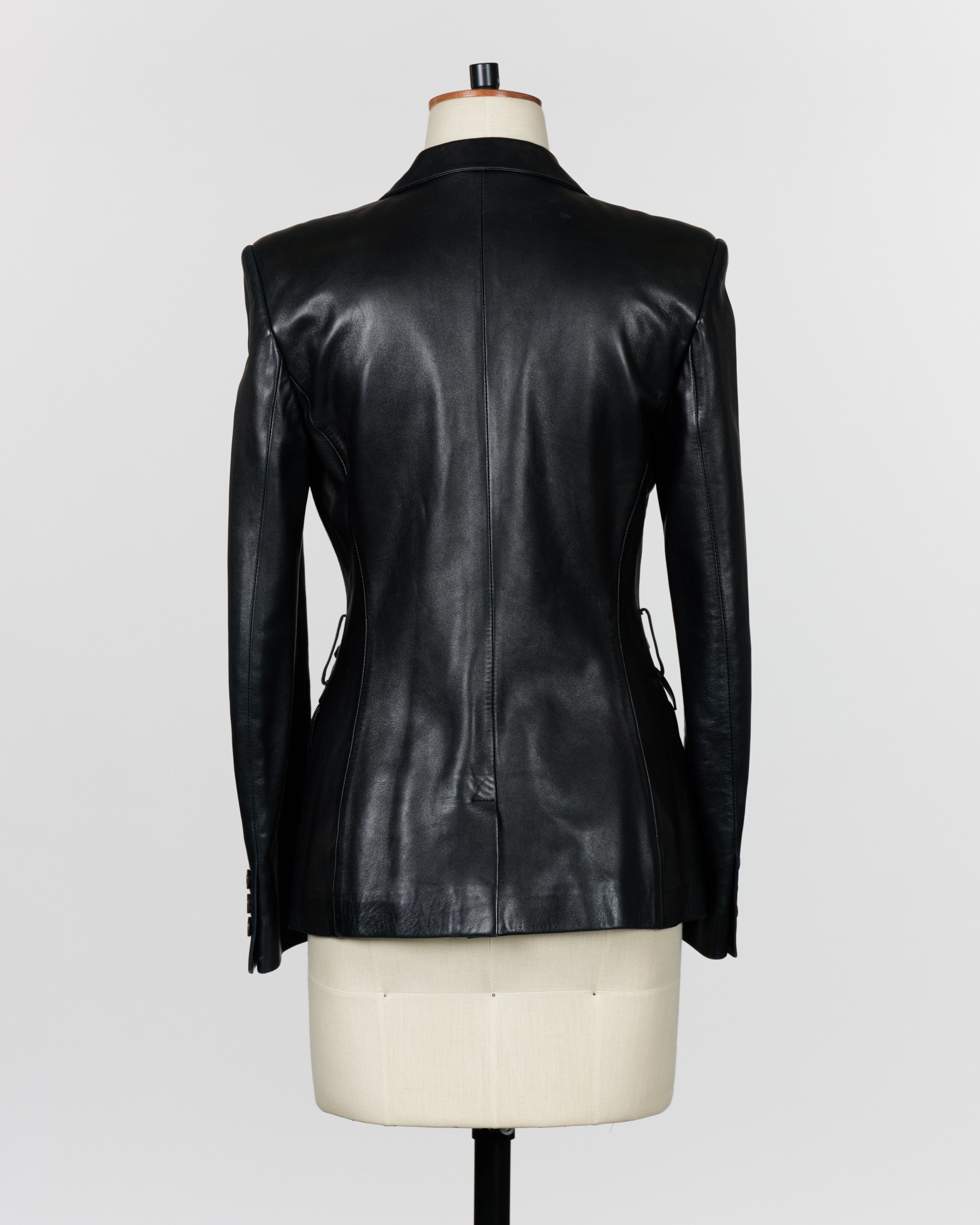 Gucci 1998 Leather Blazer with Side Straps Size S / US 4 / IT 40 - 3 Thumbnail