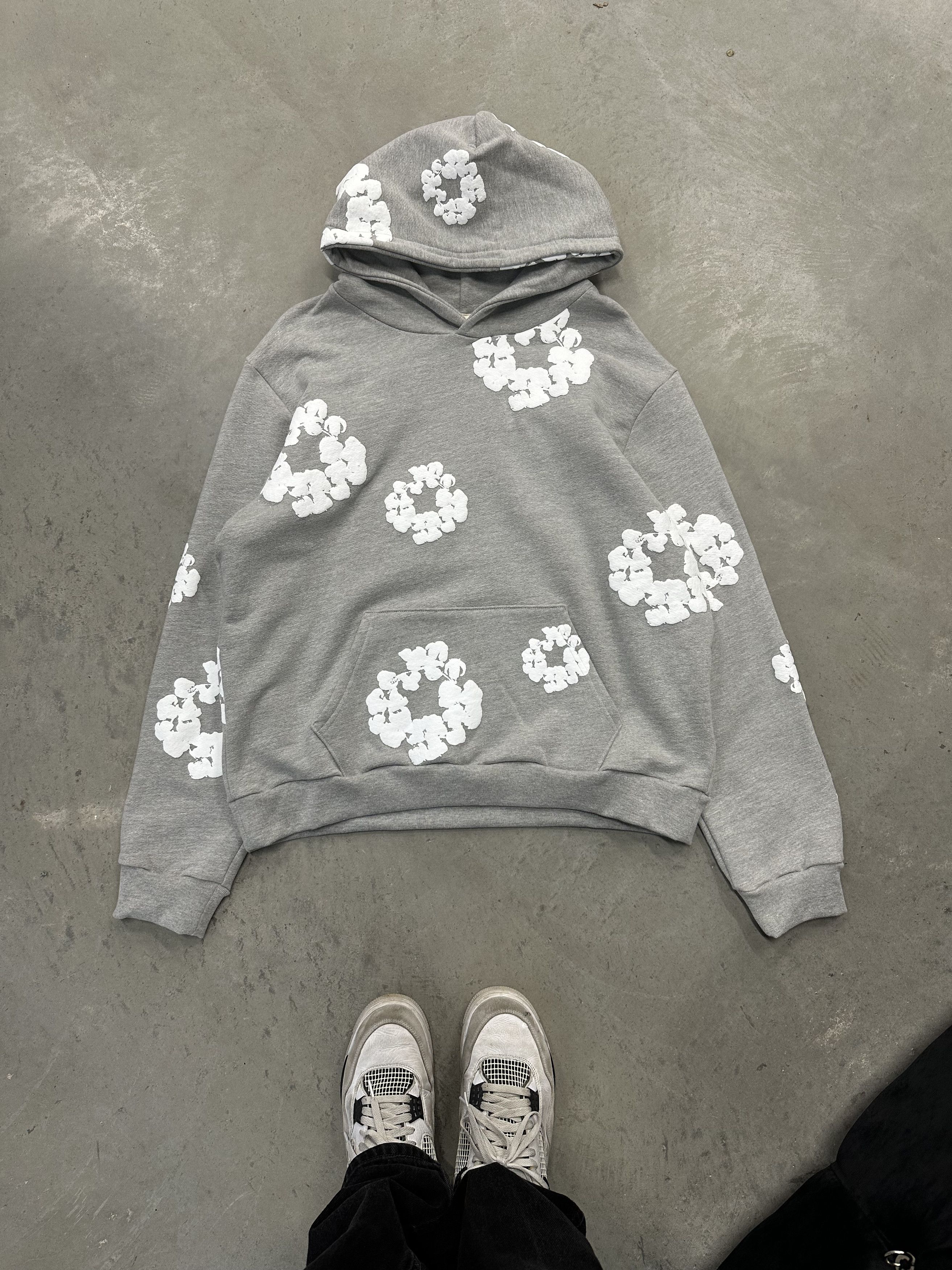 Denim Tears Cotton Wreath Hoodie Black Monochrome Men's