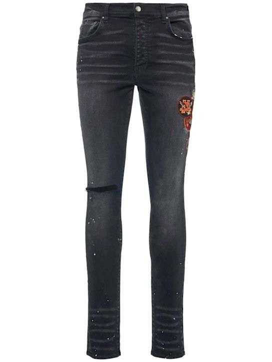 Amiri o1lsvrm0425 Patch Skinny Stretch Denim Jeans in Black Size US 34 / EU 50 - 1 Thumbnail