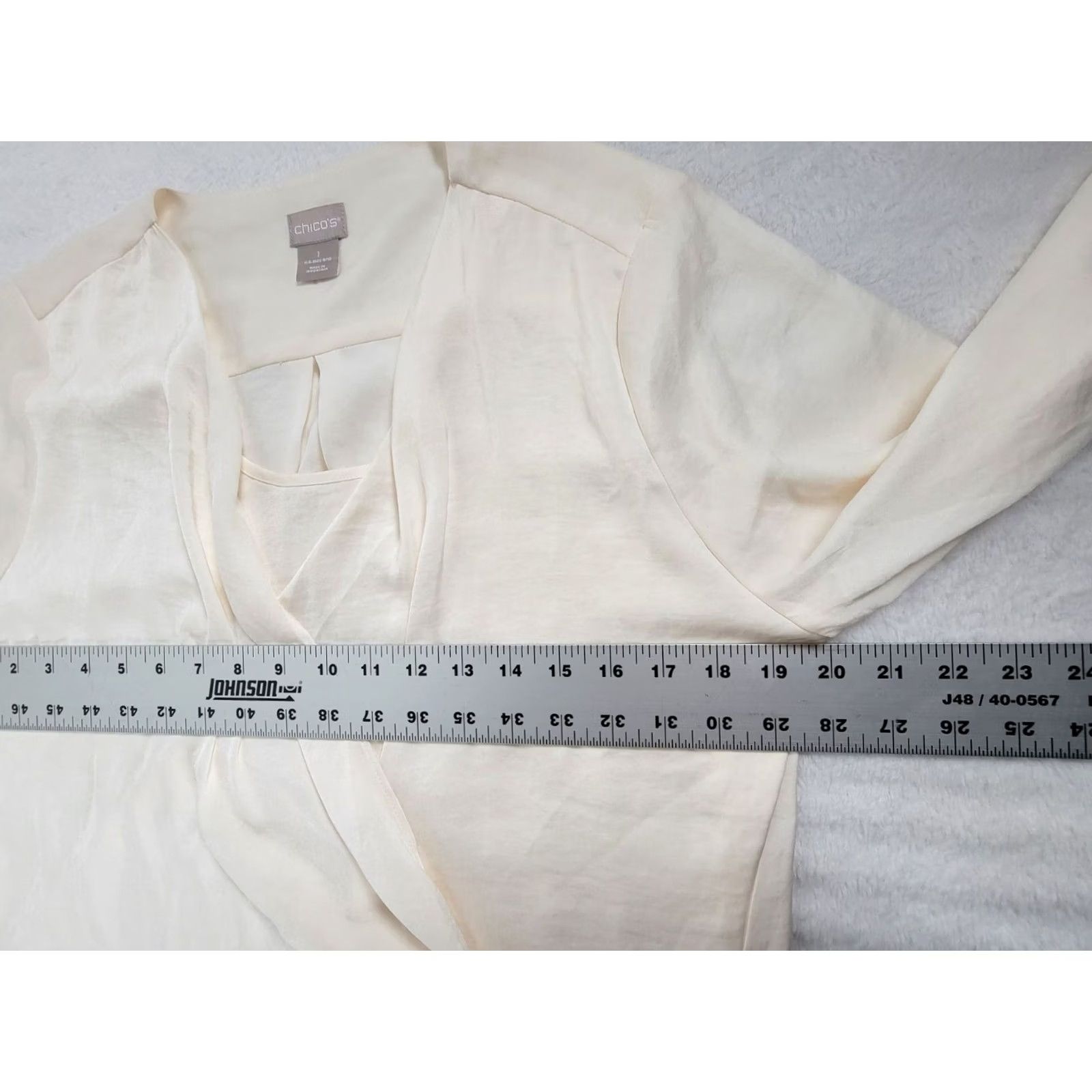 Vintage Chico'S Blouse Womens 1 Cream Wrap Style Long Sleeve Size Lightweight Size XS / US 0-2 / IT 36-38 - 5 Thumbnail