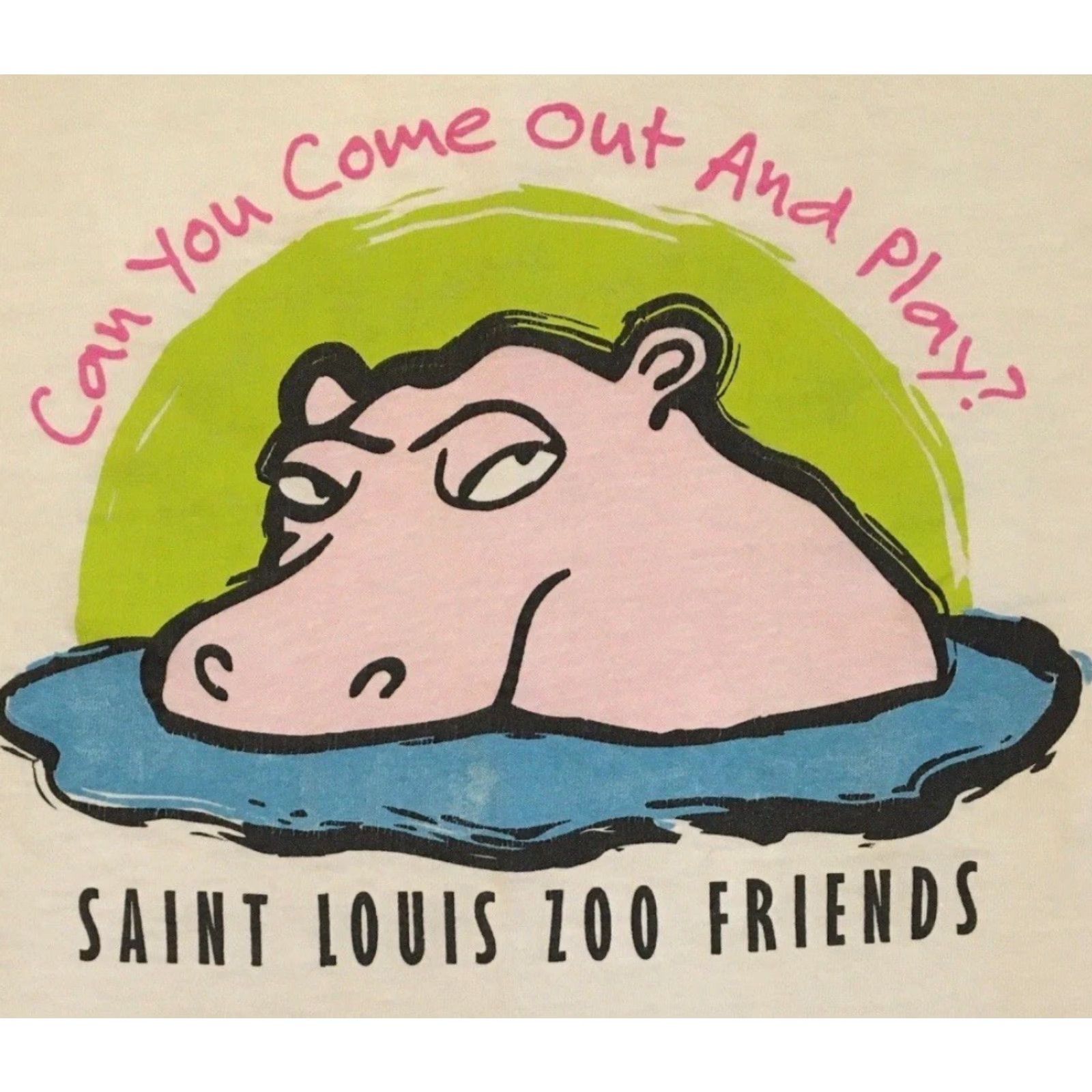 Vintage VINTAGE 90s St Louis Zoo Hippo Shirt XL White Cotton Graphic Tee Mens Size US XL / EU 56 / 4 - 2 Thumbnail