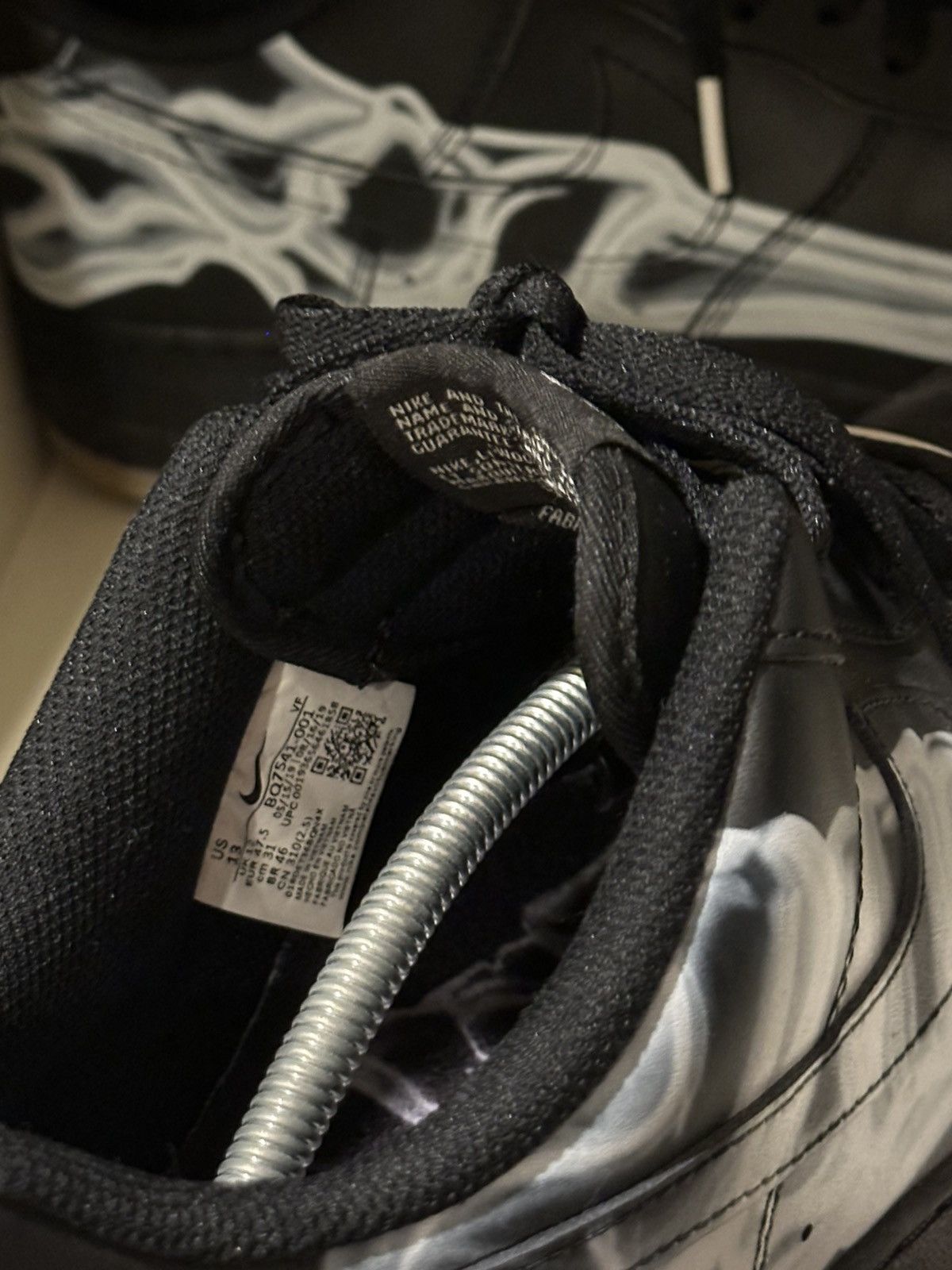 Nike Size 13 - Nike Air Force 1'07 QS Black Skeleton Size US 13 / EU 46 - 4 Thumbnail