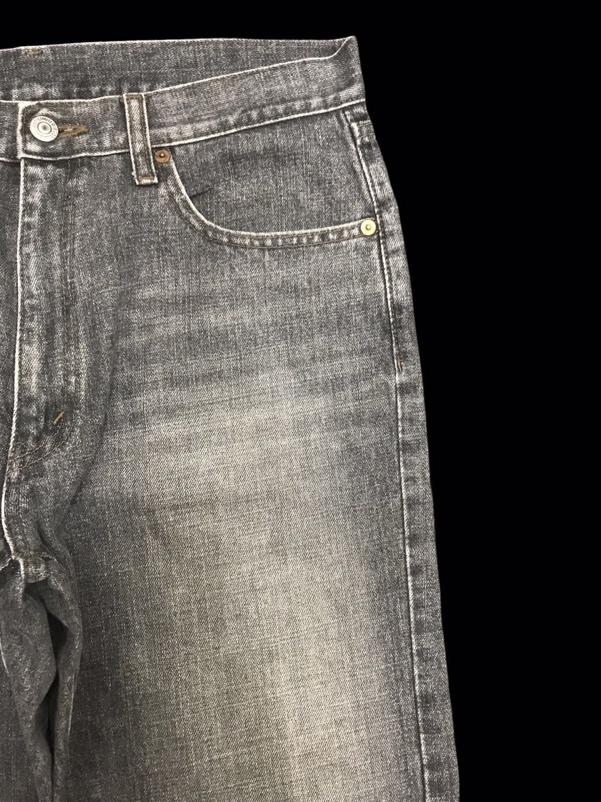 Japanese Brand 💥RELAXED💥BOBSON CHESSKING RELAXED BLACK WASH DENIM F429 Size US 33 - 3 Thumbnail