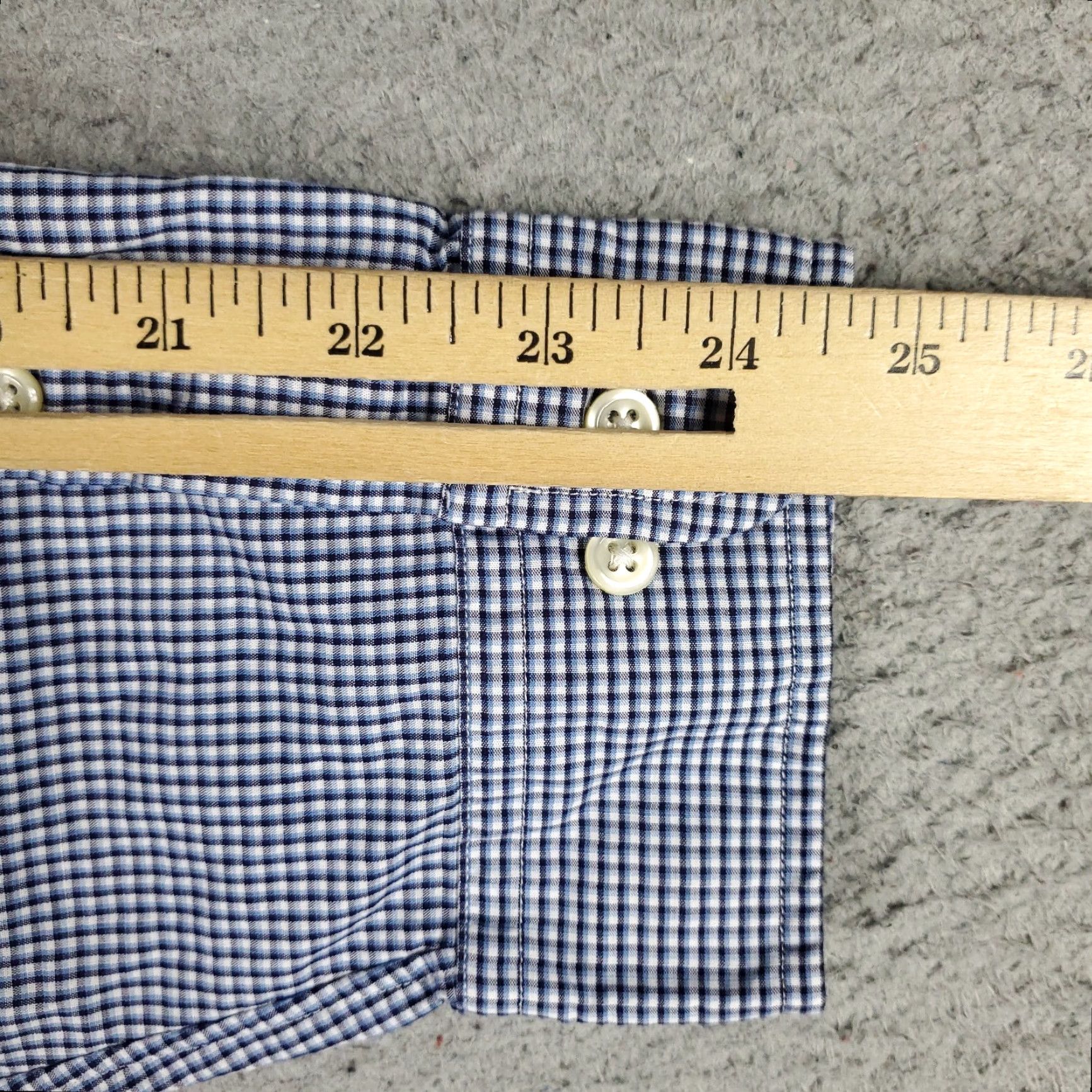 Ralph Lauren VINTAGE Ralph Lauren Dress Shirt Men Size 17 Blue Check Cotton Long Sleeve Button Up Size 46R - 7 Thumbnail