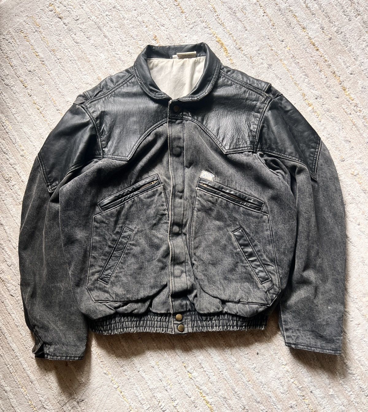 90s Guess by Georges Marciano Half Denim Leather Jacket