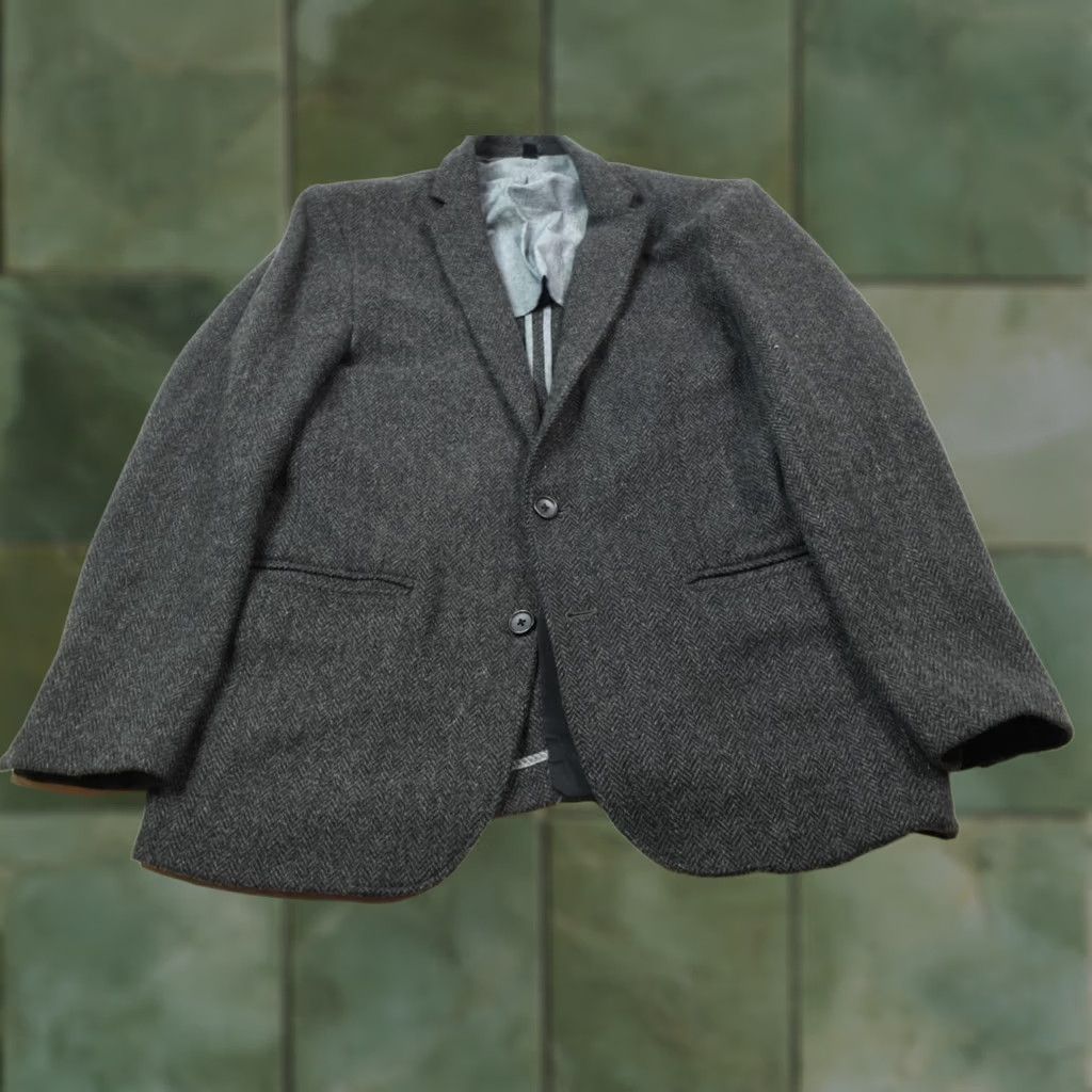 J.Crew J.Crew Blazer Mens 42R Gray Herringbone Tweed Wool Two-Button Regular Fit Size 42R - 1 Thumbnail