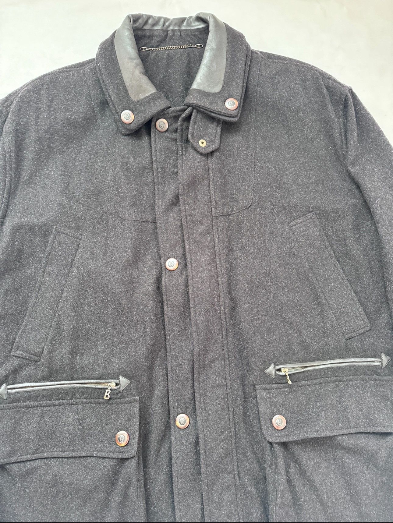 Bogner Bogner Wool Jacket with Lambskin Details Size US L / EU 52-54 / 3 - 4 Thumbnail