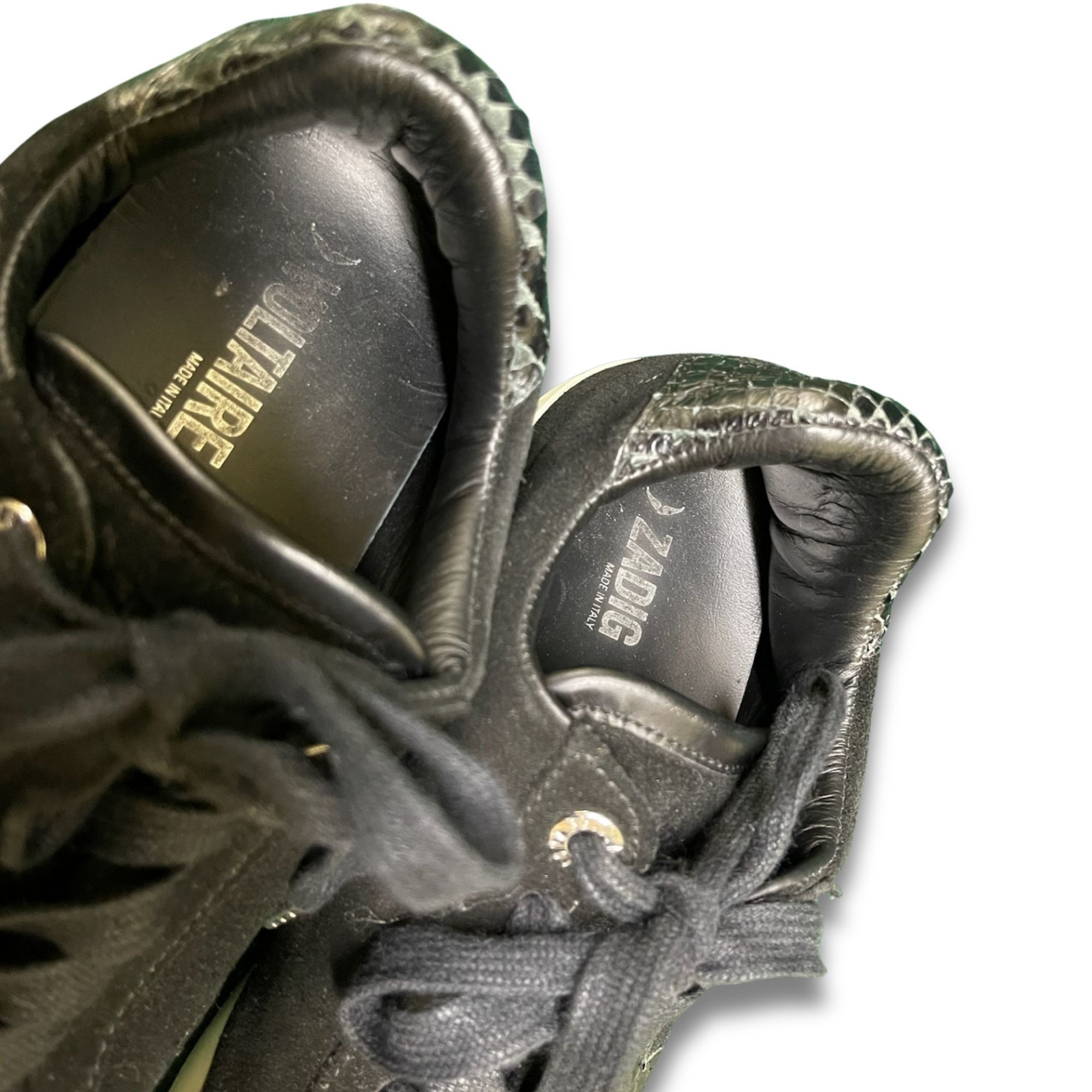 Zadig & Voltaire ZADIG & VOLTAIRE Black Sneakers Size 8 Snake-Embossed Heel C Size US 8 / IT 38 - 6 Thumbnail