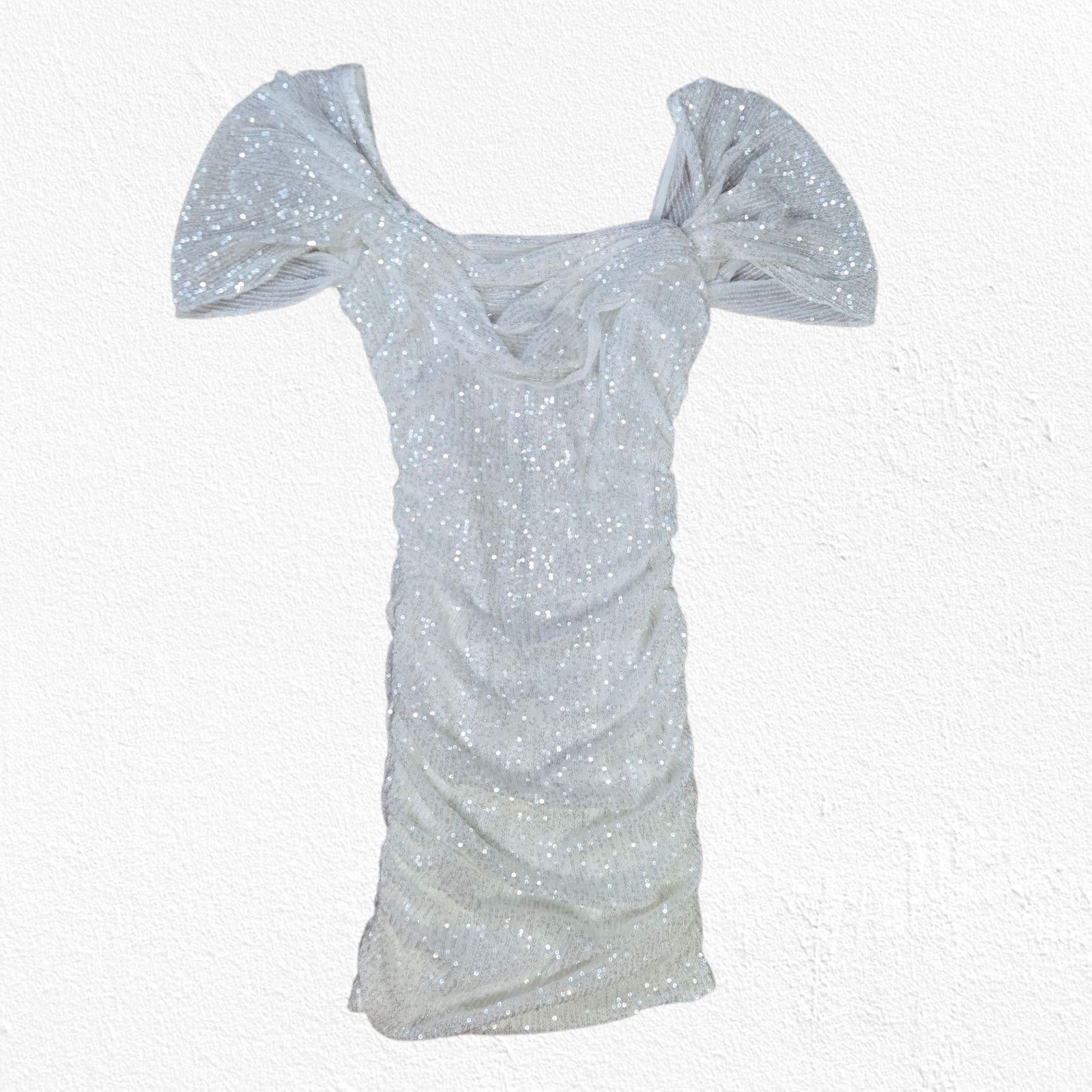 Other White Sequin Off-Shoulder Mini Dress Size Small Size S / US 4 / IT 40 - 2 Thumbnail