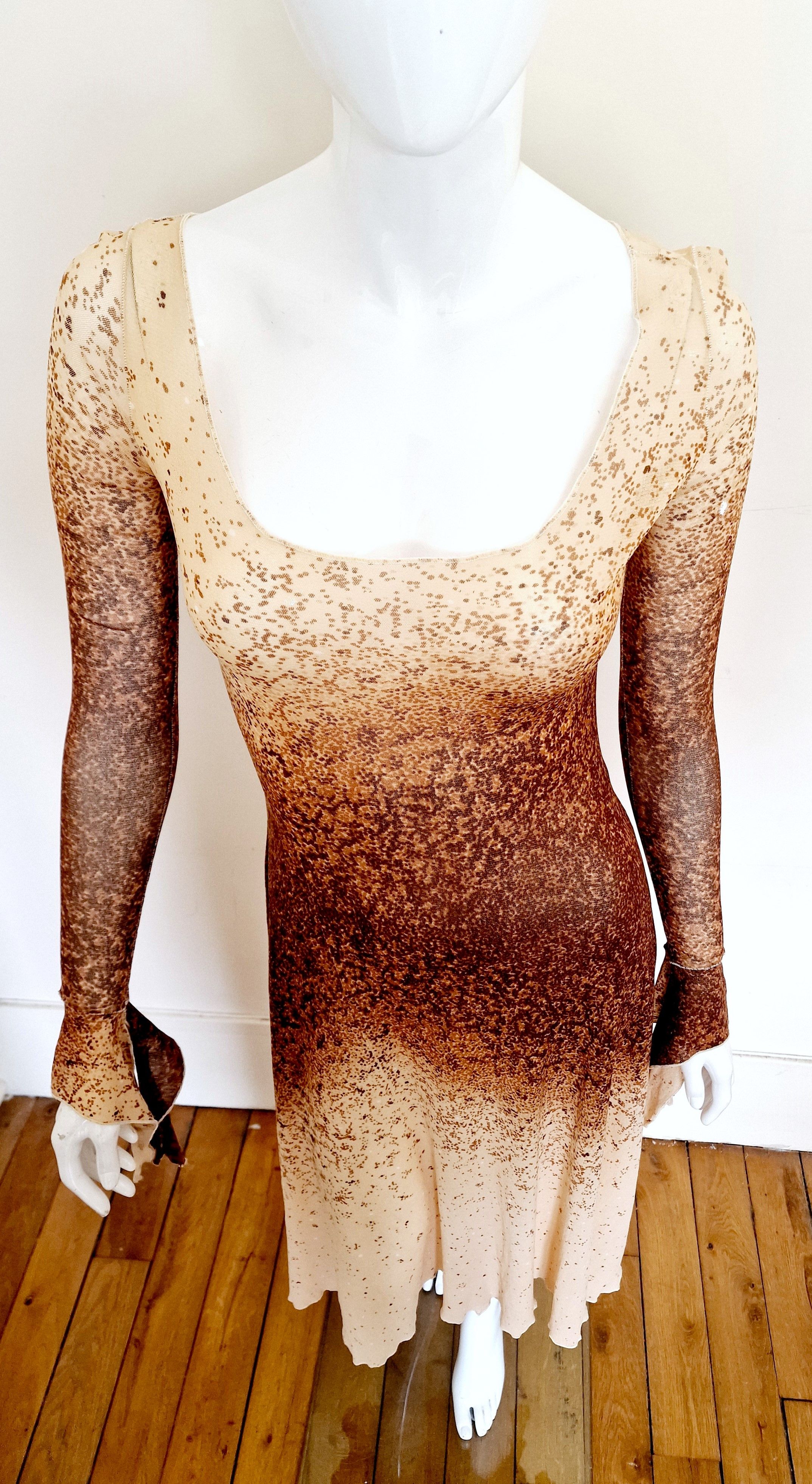 Jean Paul Gaultier Jean Paul Gaultier Sand Optical S/S 2025 Mesh Gown Dress Size L / US 10 / IT 46 - 5 Thumbnail
