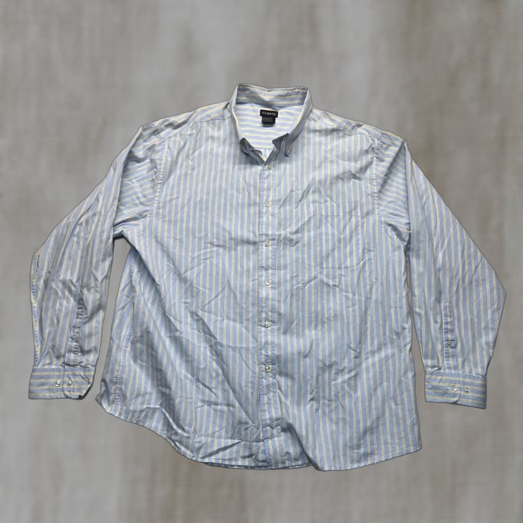 George George Shirt Blue Striped Long Sleeve Button Up 100% Cotton Casual Adult Men 2XL Size US XXL / EU 58 / 5 - 1 Thumbnail