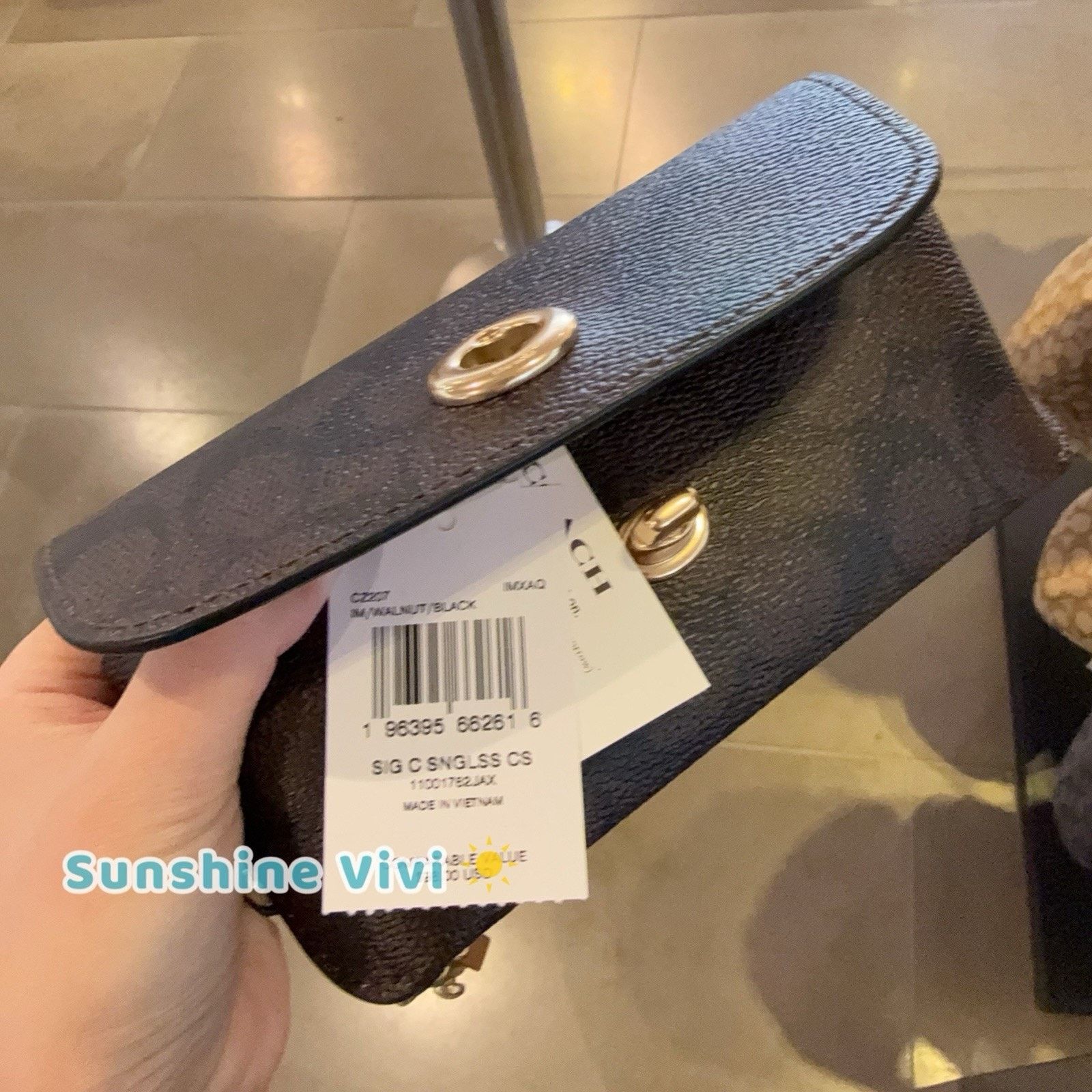 NWT Coach Sunglass Case CZ207 Leather WALNUT/BLACK