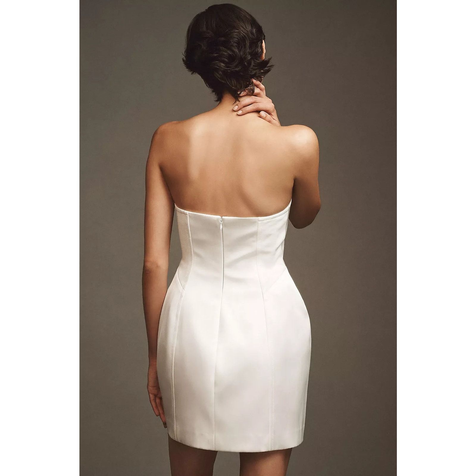 Anthropologie NWT BHLDN Clean Lines Strapless Mini Dress $168 MEDIUM Ivory Size M / US 6-8 / IT 42-44 - 3 Thumbnail